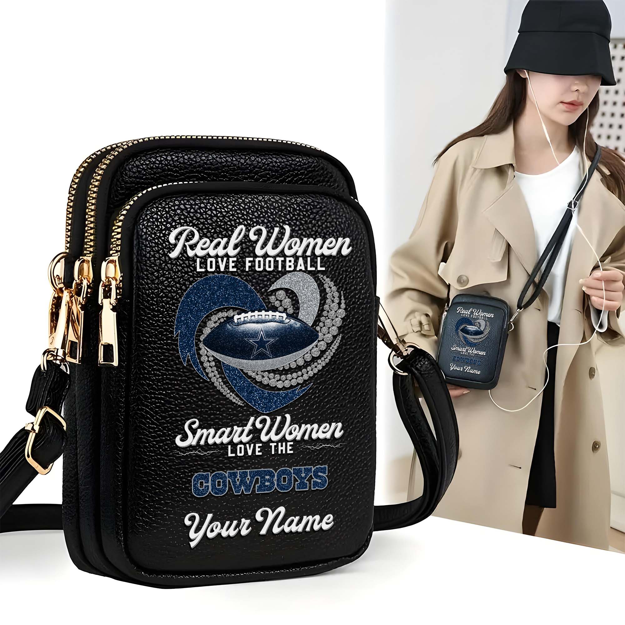 Dallas Cowboys Customized Women's Mobile Phone Bag with Your Name, Leather Crossbody Bag, Fan Gifts EHIVM-0210776