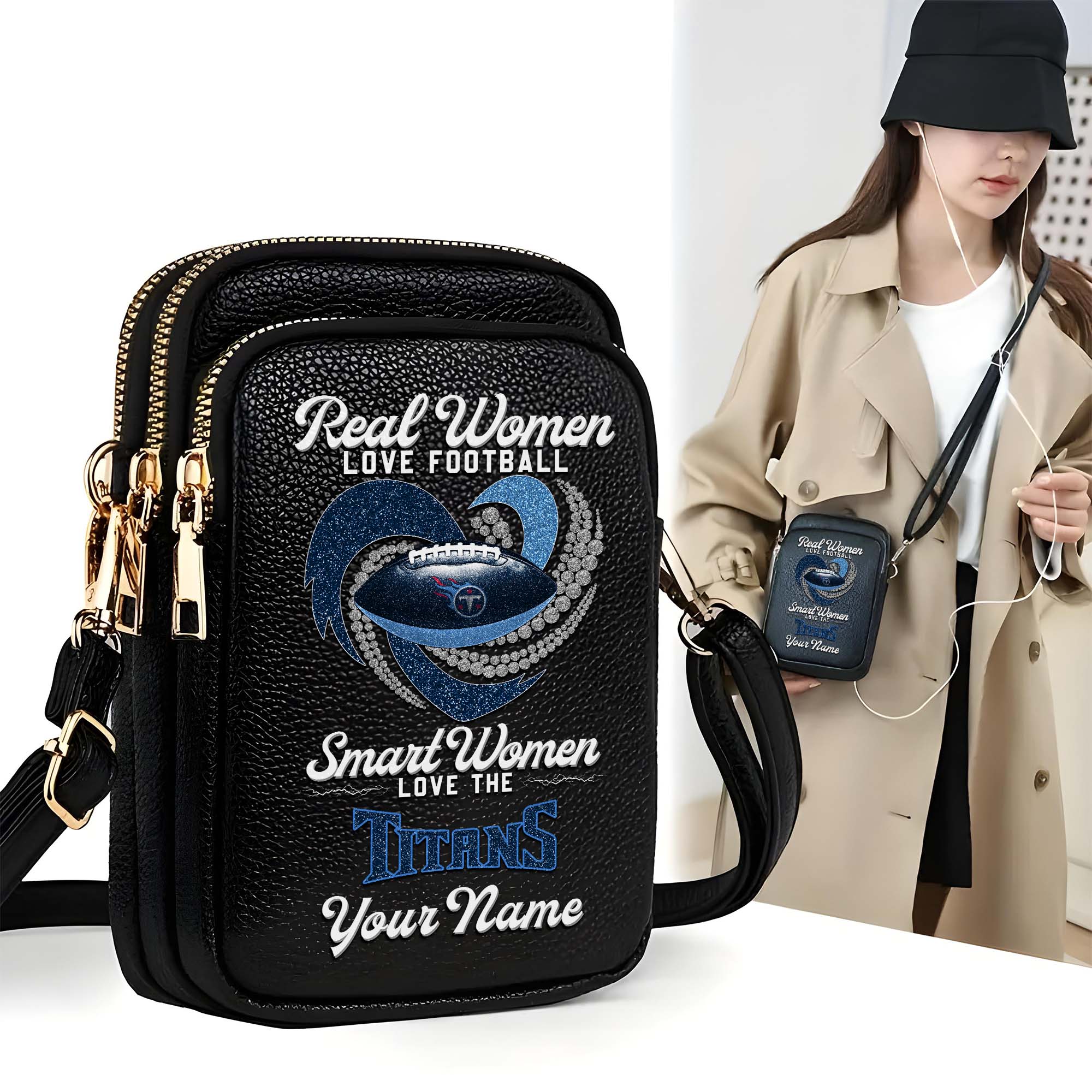 Tennessee Titans Customized Women's Mobile Phone Bag with Your Name, Leather Crossbody Bag, Fan Gifts EHIVM-0210776