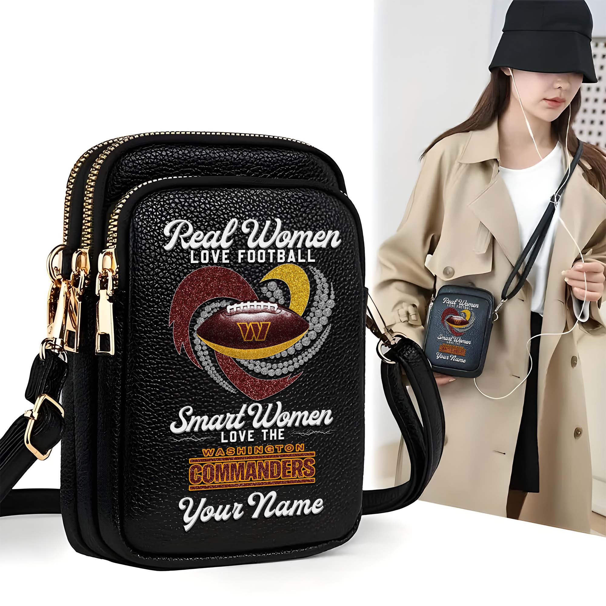 Washington Commanders Customized Women's Mobile Phone Bag with Your Name, Leather Crossbody Bag, Fan Gifts EHIVM-0210776