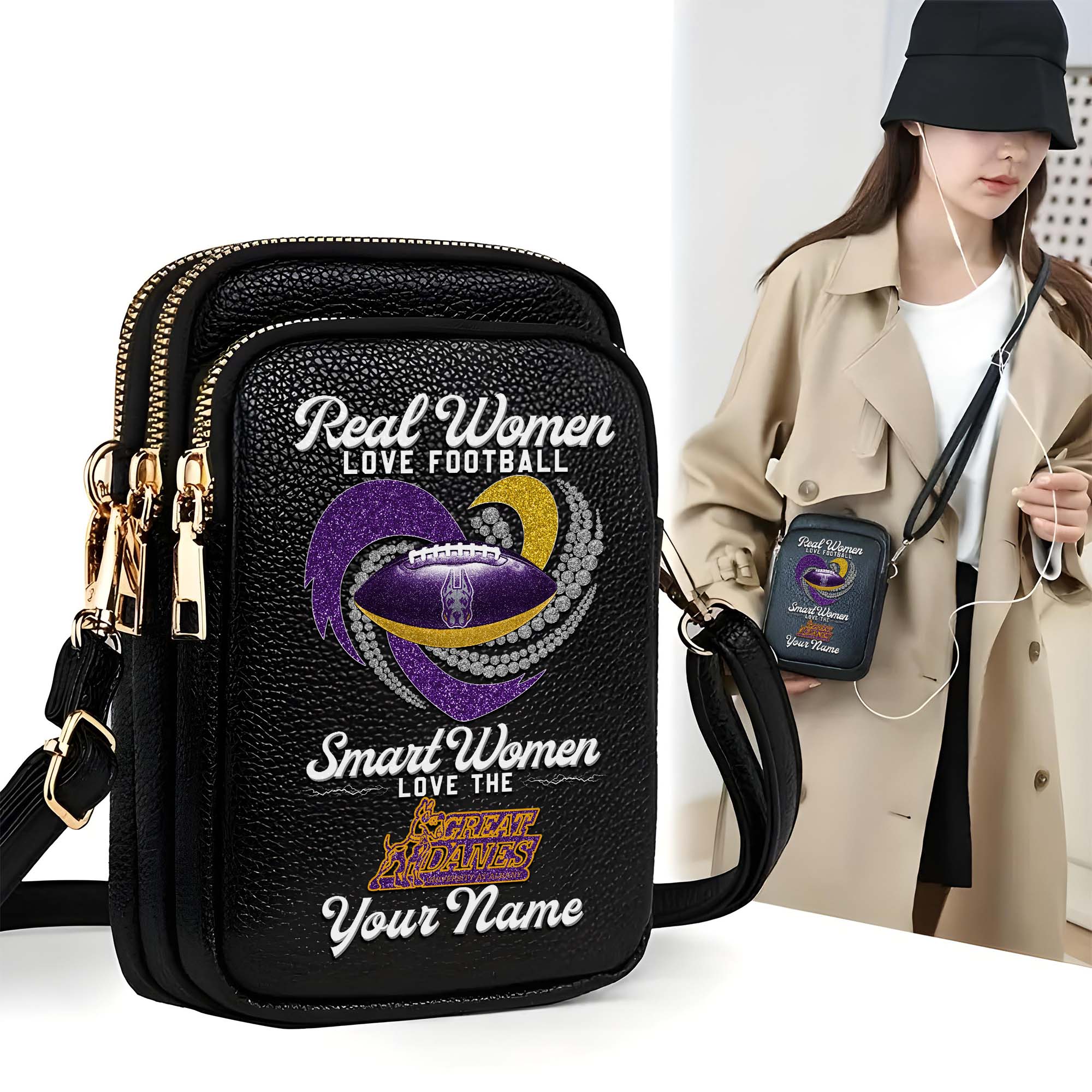 Albany Great Danes Customized Women's Mobile Phone Bag with Your Name, Leather Crossbody Bag, Fan Gifts EHIVM-0212831