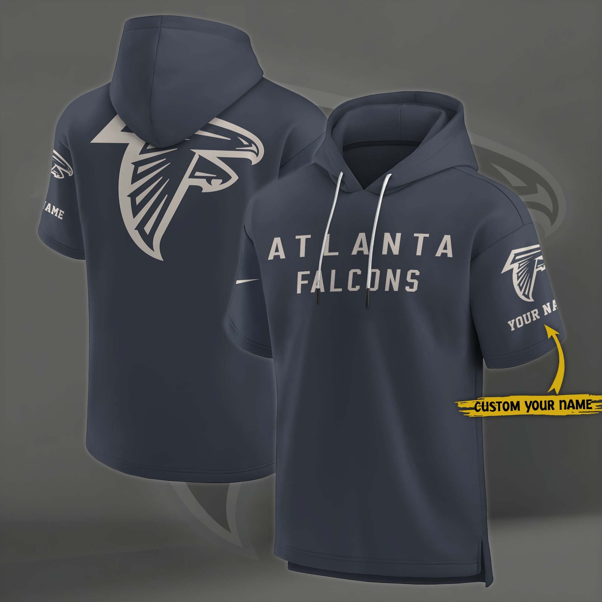 Atlanta Falcons Elements Future Ground Lettering Short Sleeve Pullover Hoodie Custom Name, Gifts For Football Lovers EHIVM-03051158