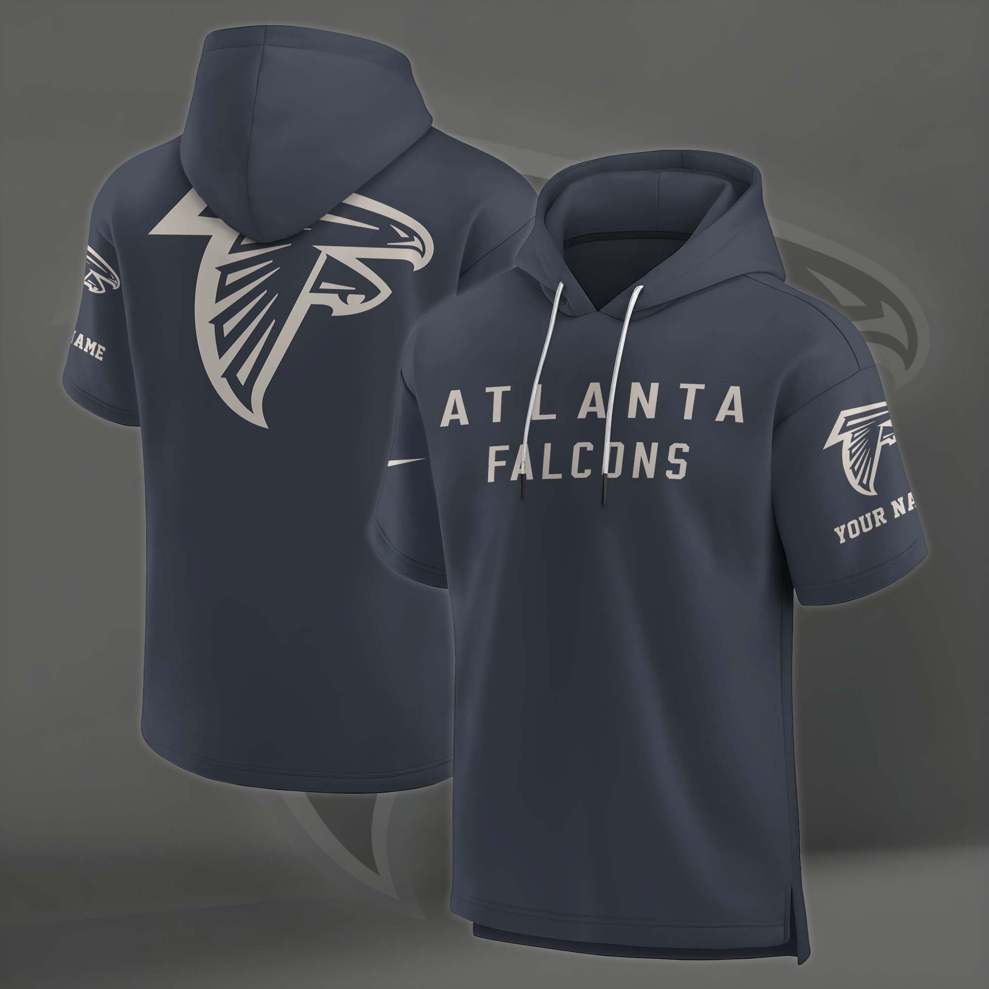 Alternative view of Atlanta Falcons Elements Future Ground Lettering Short Sleeve Pullover Hoodie Custom Name, Gifts For Football Lovers EHIVM-03051158
