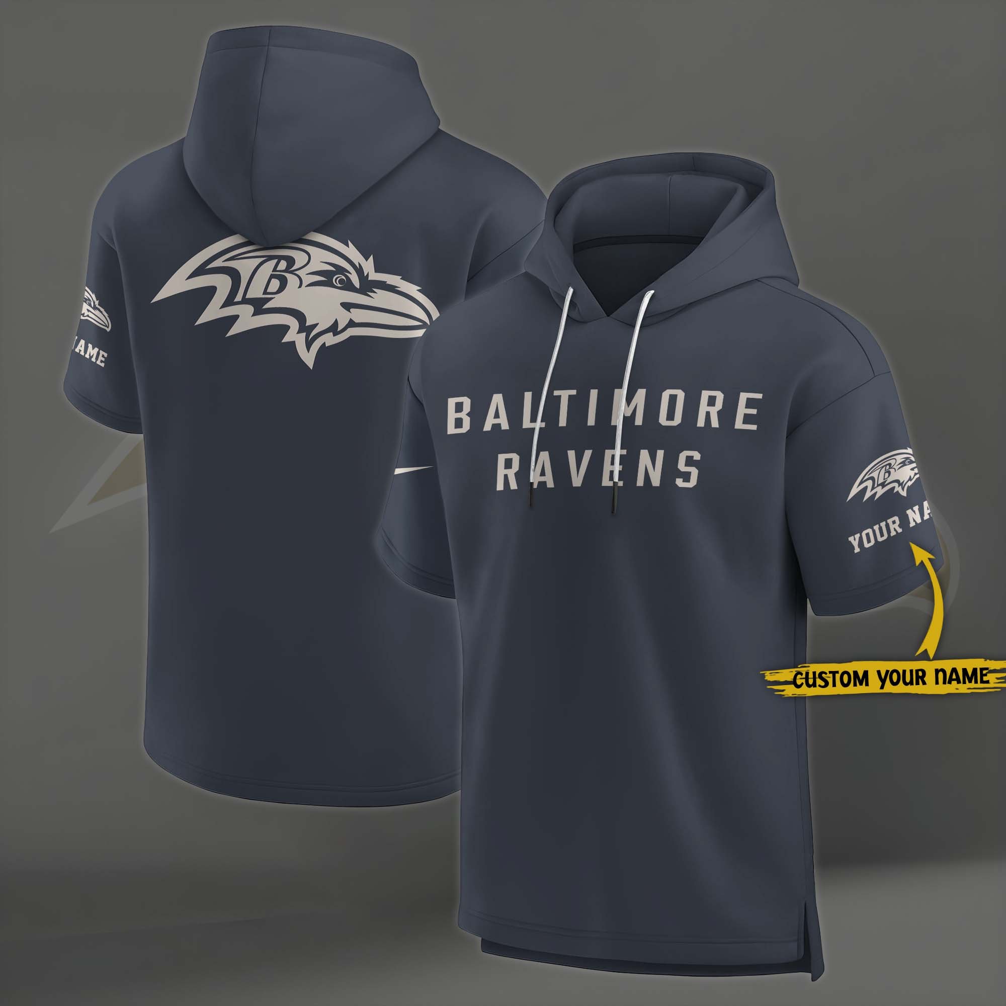 Baltimore Ravens Elements Future Ground Lettering Short Sleeve Pullover Hoodie Custom Name, Gifts For Football Lovers EHIVM-03051158