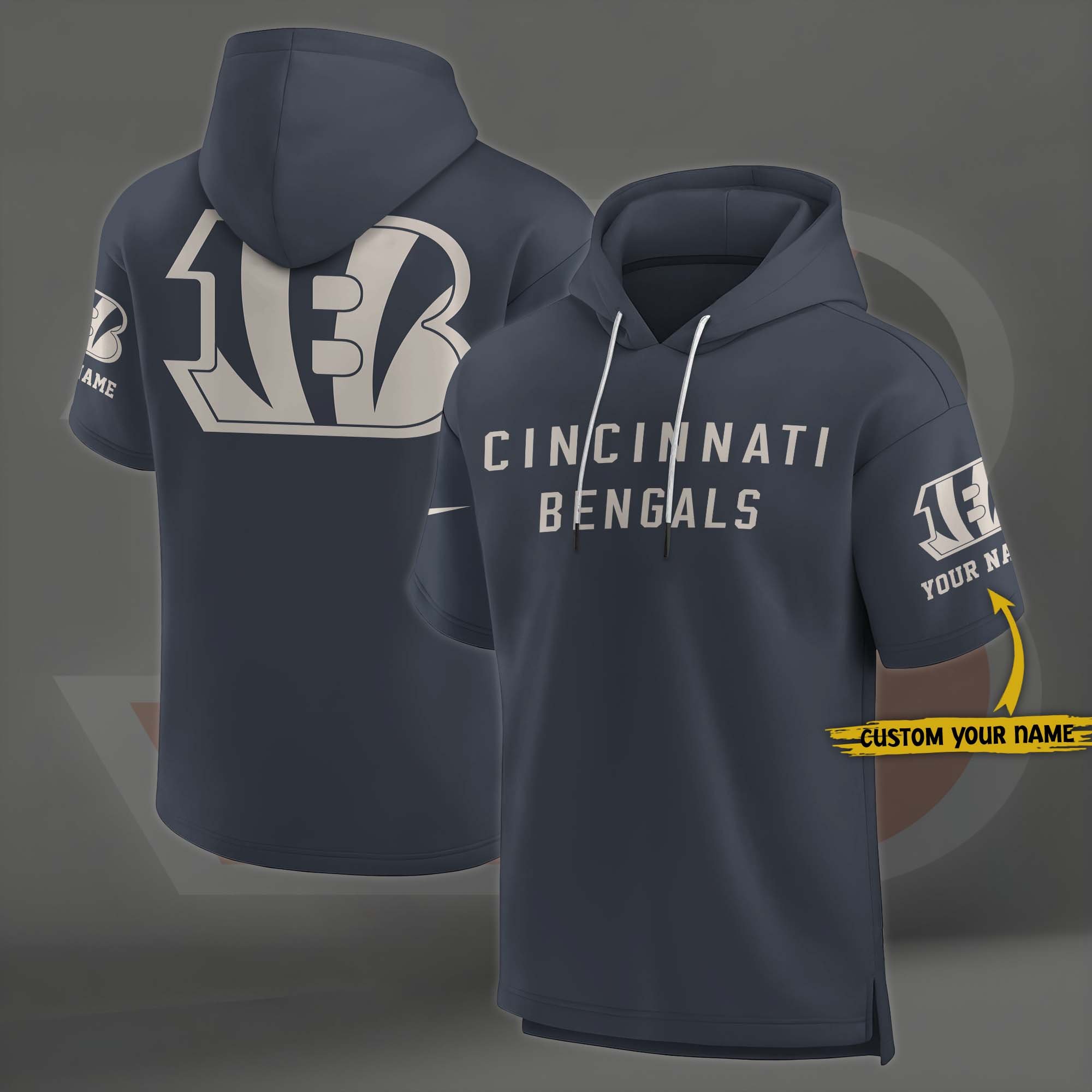 Cincinnati Bengals Elements Future Ground Lettering Short Sleeve Pullover Hoodie Custom Name, Gifts For Football Lovers EHIVM-03051158