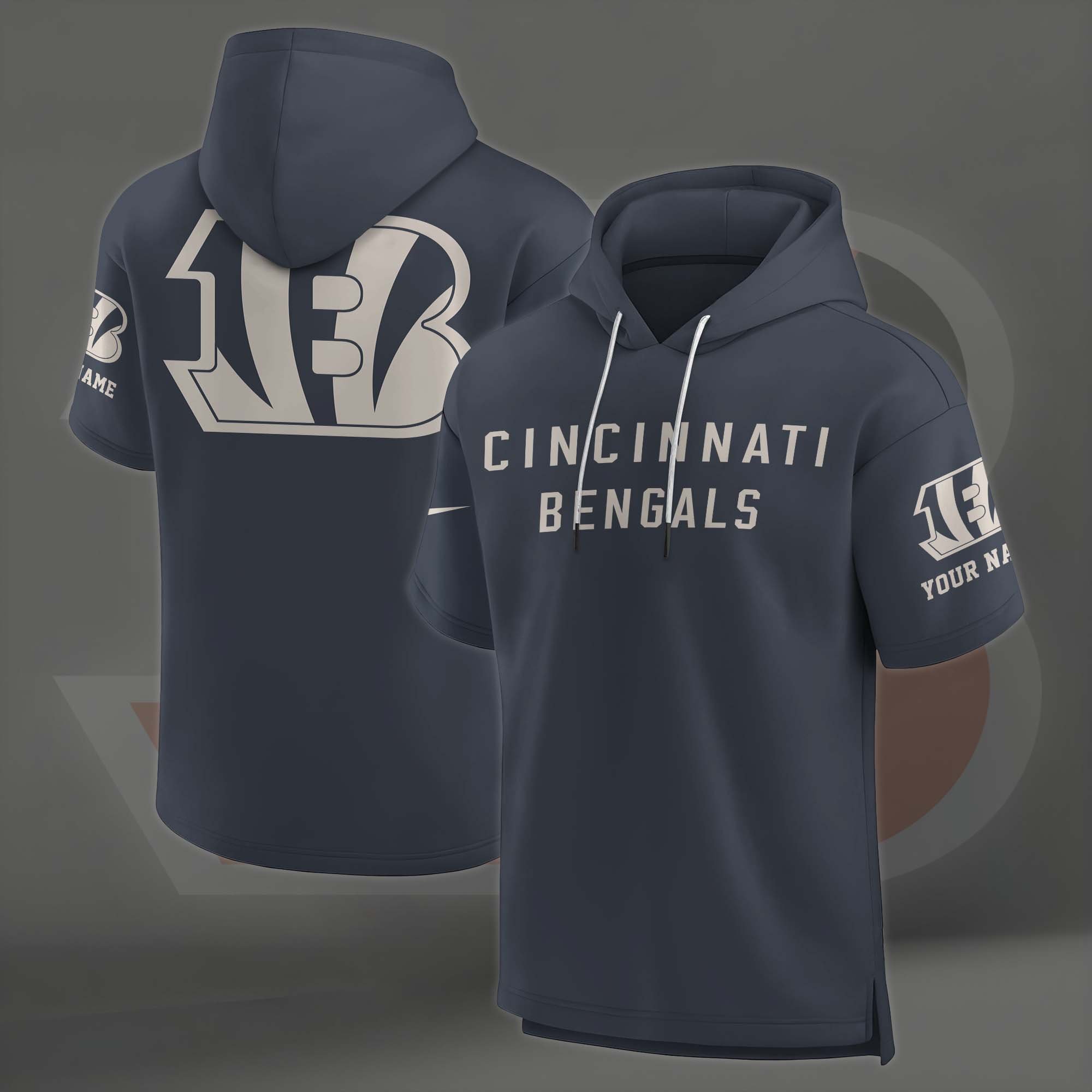 Alternative view of Cincinnati Bengals Elements Future Ground Lettering Short Sleeve Pullover Hoodie Custom Name, Gifts For Football Lovers EHIVM-03051158