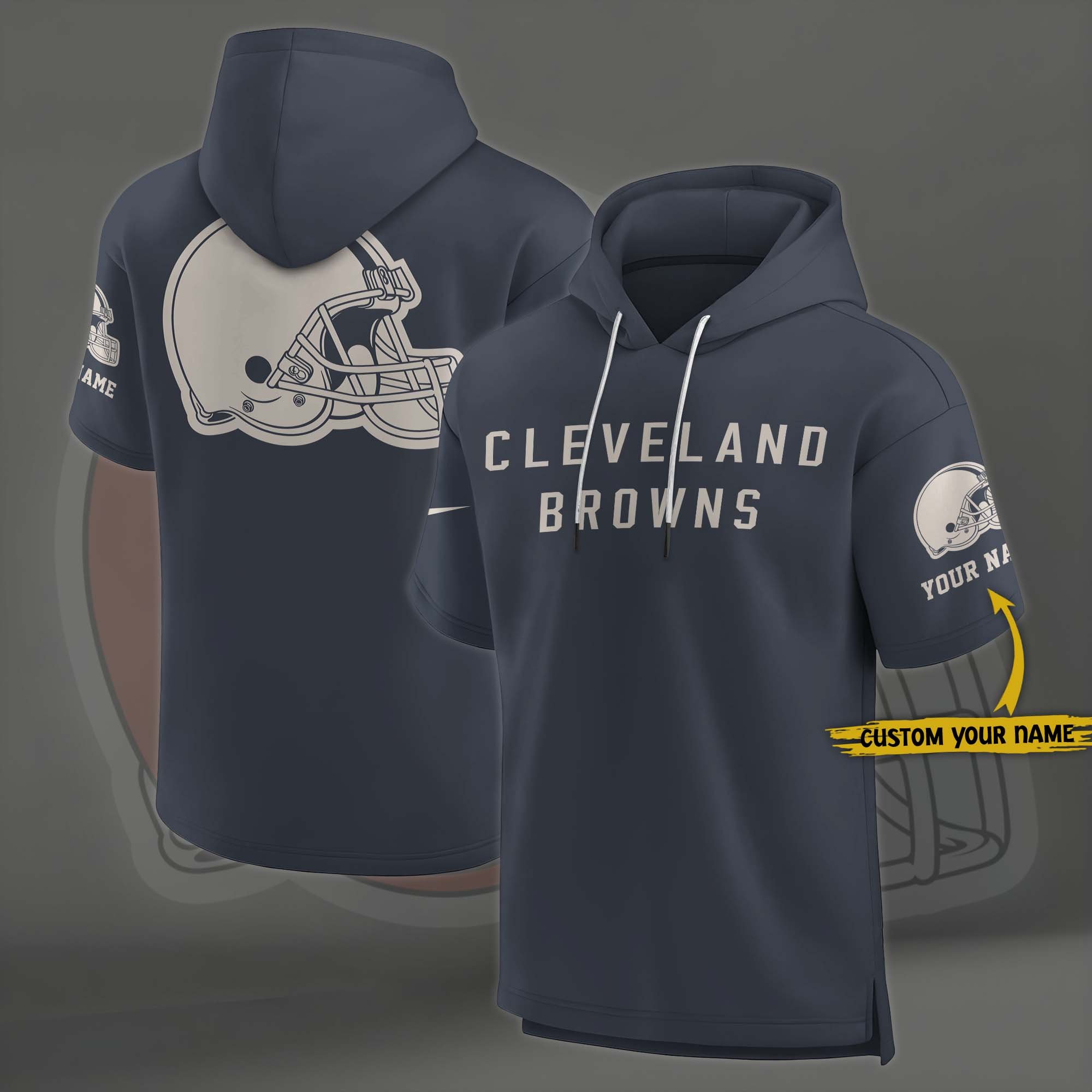 Cleveland Browns Elements Future Ground Lettering Short Sleeve Pullover Hoodie Custom Name, Gifts For Football Lovers EHIVM-03051158