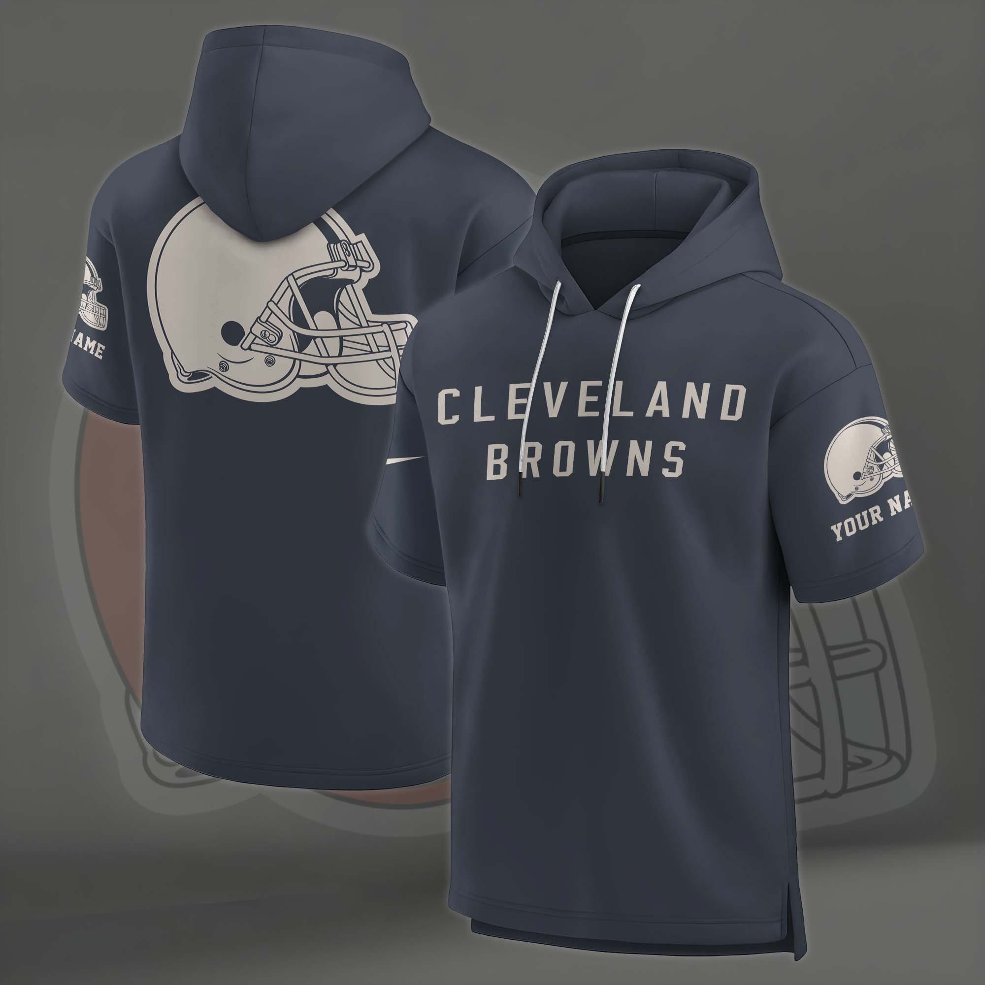 Alternative view of Cleveland Browns Elements Future Ground Lettering Short Sleeve Pullover Hoodie Custom Name, Gifts For Football Lovers EHIVM-03051158