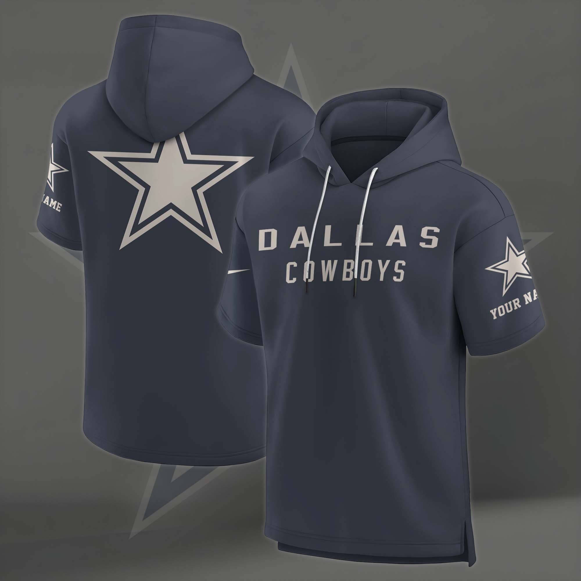Alternative view of Dallas Cowboys Elements Future Ground Lettering Short Sleeve Pullover Hoodie Custom Name, Gifts For Football Lovers EHIVM-03051158