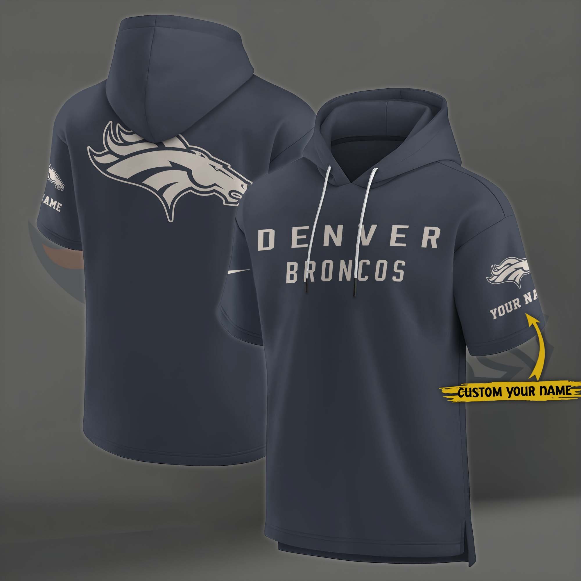 Denver Broncos Elements Future Ground Lettering Short Sleeve Pullover Hoodie Custom Name, Gifts For Football Lovers EHIVM-03051158