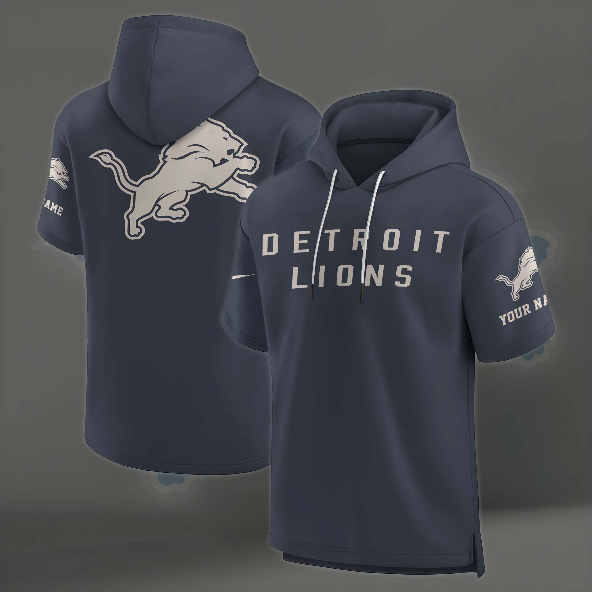 Alternative view of Detroit Lions Elements Future Ground Lettering Short Sleeve Pullover Hoodie Custom Name, Gifts For Football Lovers EHIVM-03051158