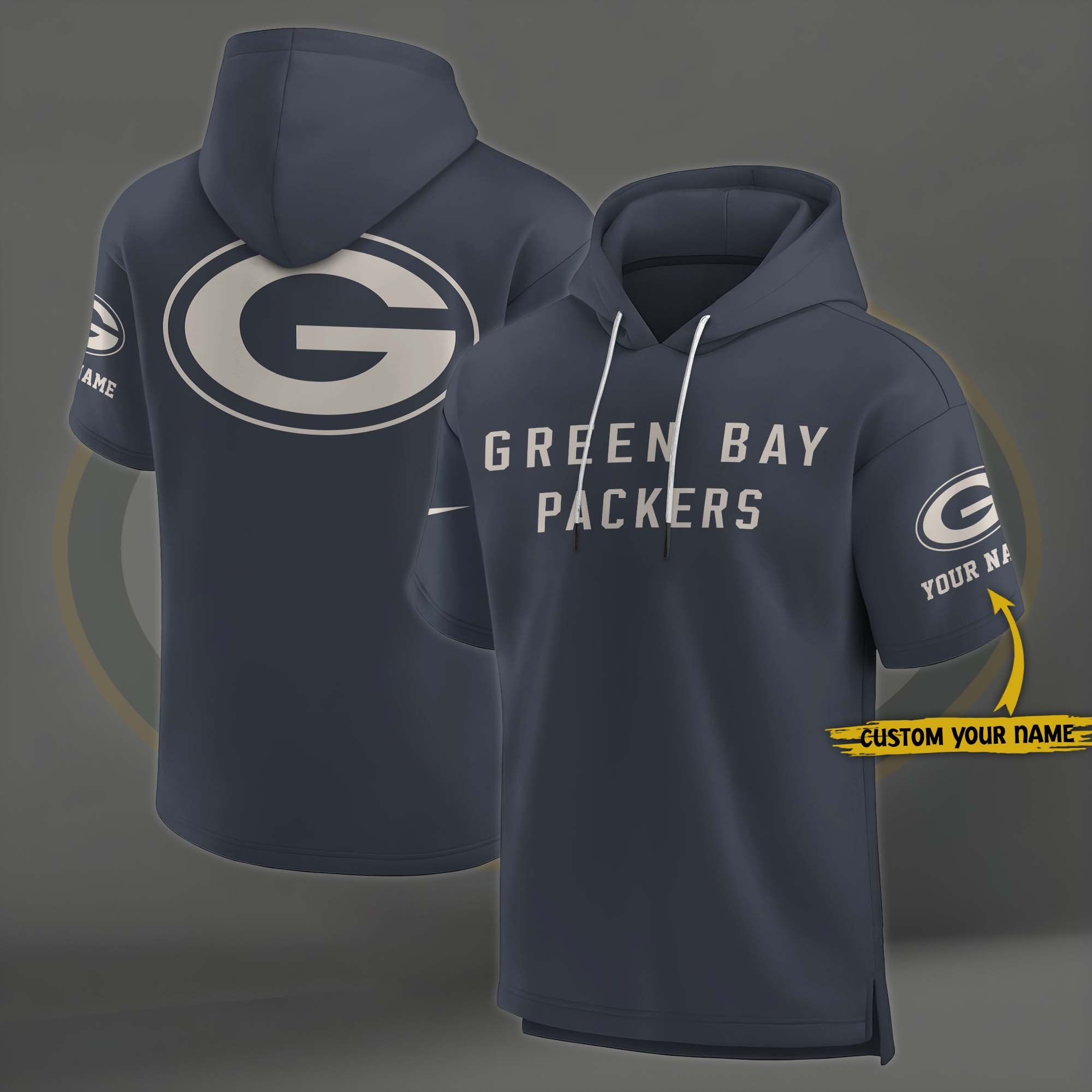 Green Bay Packers Elements Future Ground Lettering Short Sleeve Pullover Hoodie Custom Name, Gifts For Football Lovers EHIVM-03051158