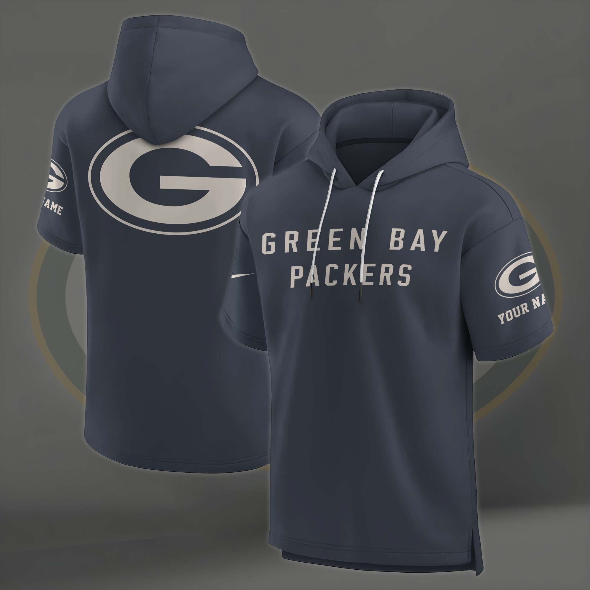 Alternative view of Green Bay Packers Elements Future Ground Lettering Short Sleeve Pullover Hoodie Custom Name, Gifts For Football Lovers EHIVM-03051158