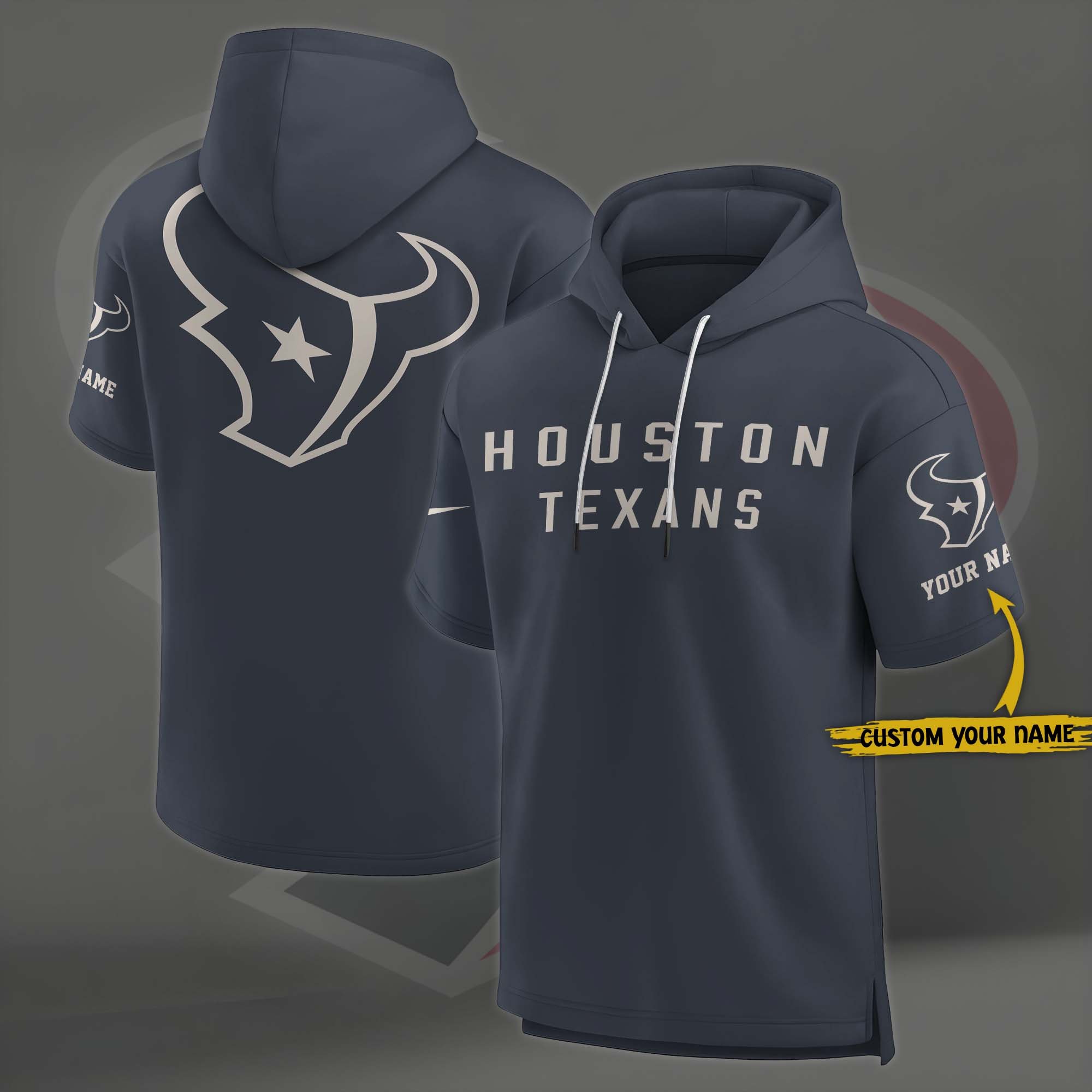 Houston Texans Elements Future Ground Lettering Short Sleeve Pullover Hoodie Custom Name, Gifts For Football Lovers EHIVM-03051158