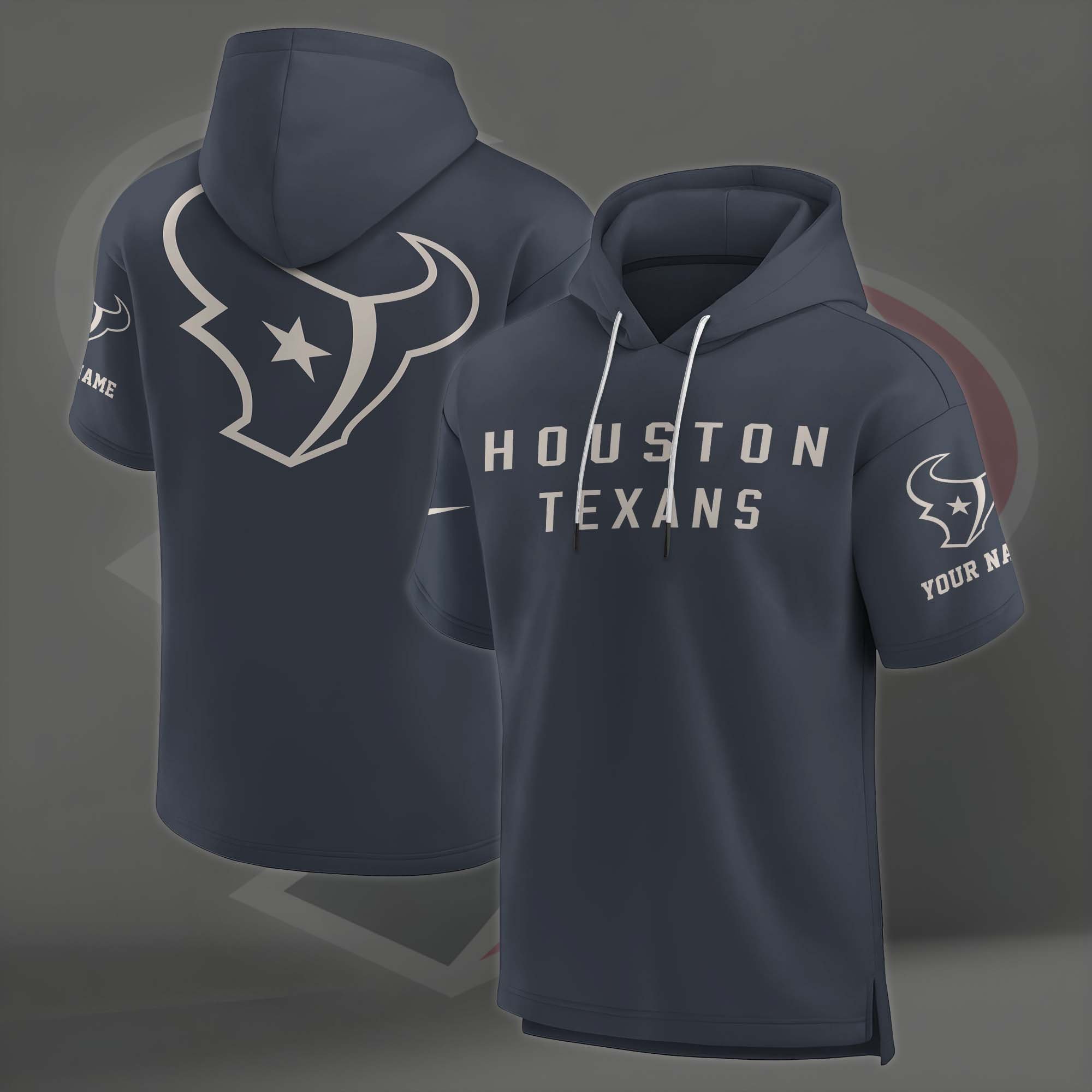 Alternative view of Houston Texans Elements Future Ground Lettering Short Sleeve Pullover Hoodie Custom Name, Gifts For Football Lovers EHIVM-03051158