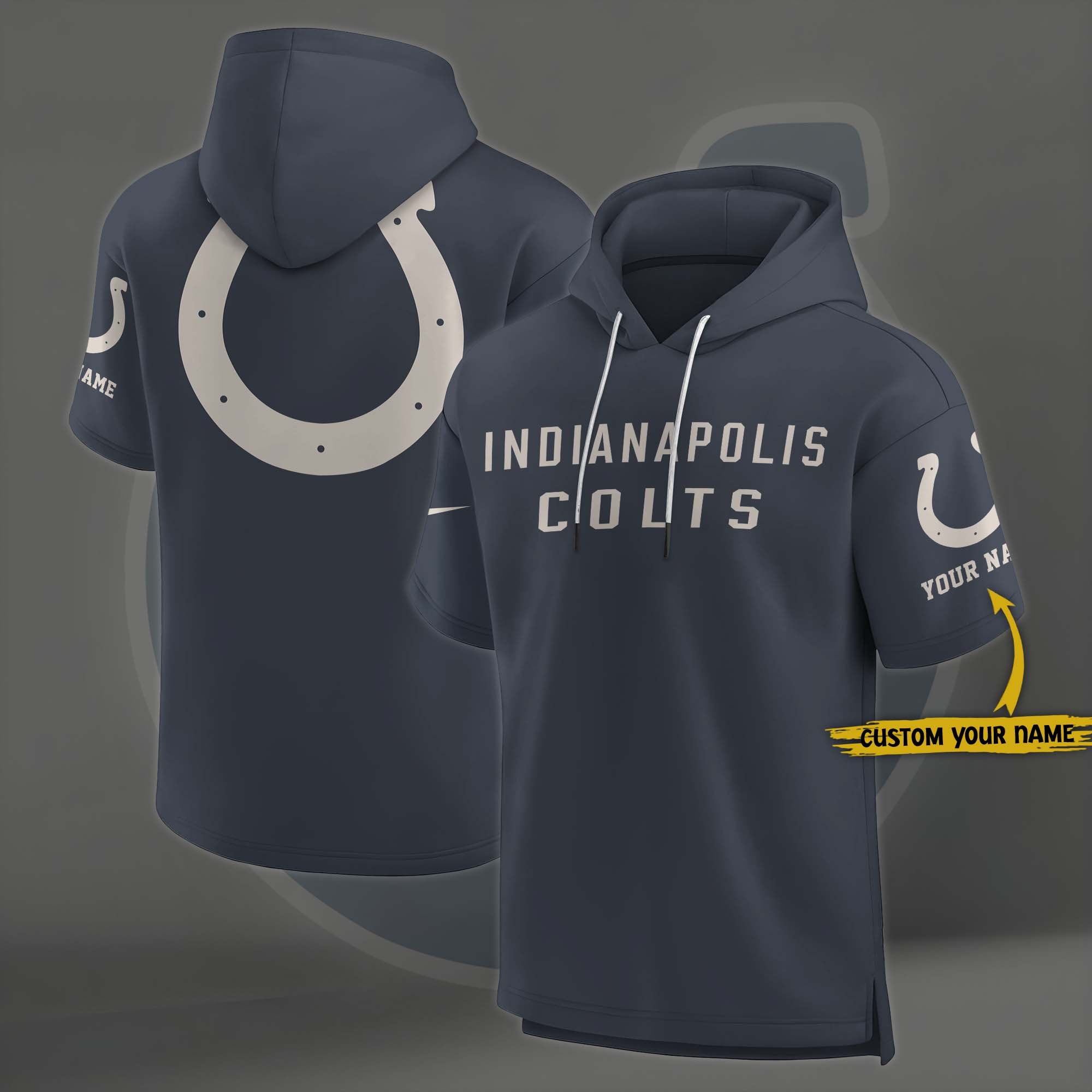 Indianapolis Colts Elements Future Ground Lettering Short Sleeve Pullover Hoodie Custom Name, Gifts For Football Lovers EHIVM-03051158
