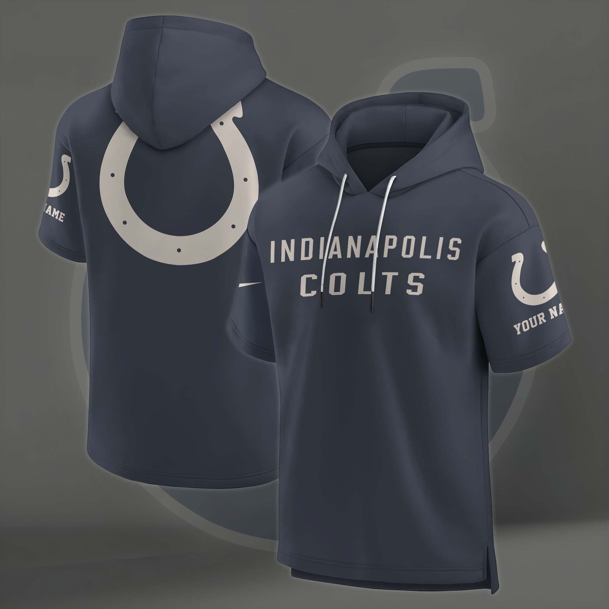 Alternative view of Indianapolis Colts Elements Future Ground Lettering Short Sleeve Pullover Hoodie Custom Name, Gifts For Football Lovers EHIVM-03051158