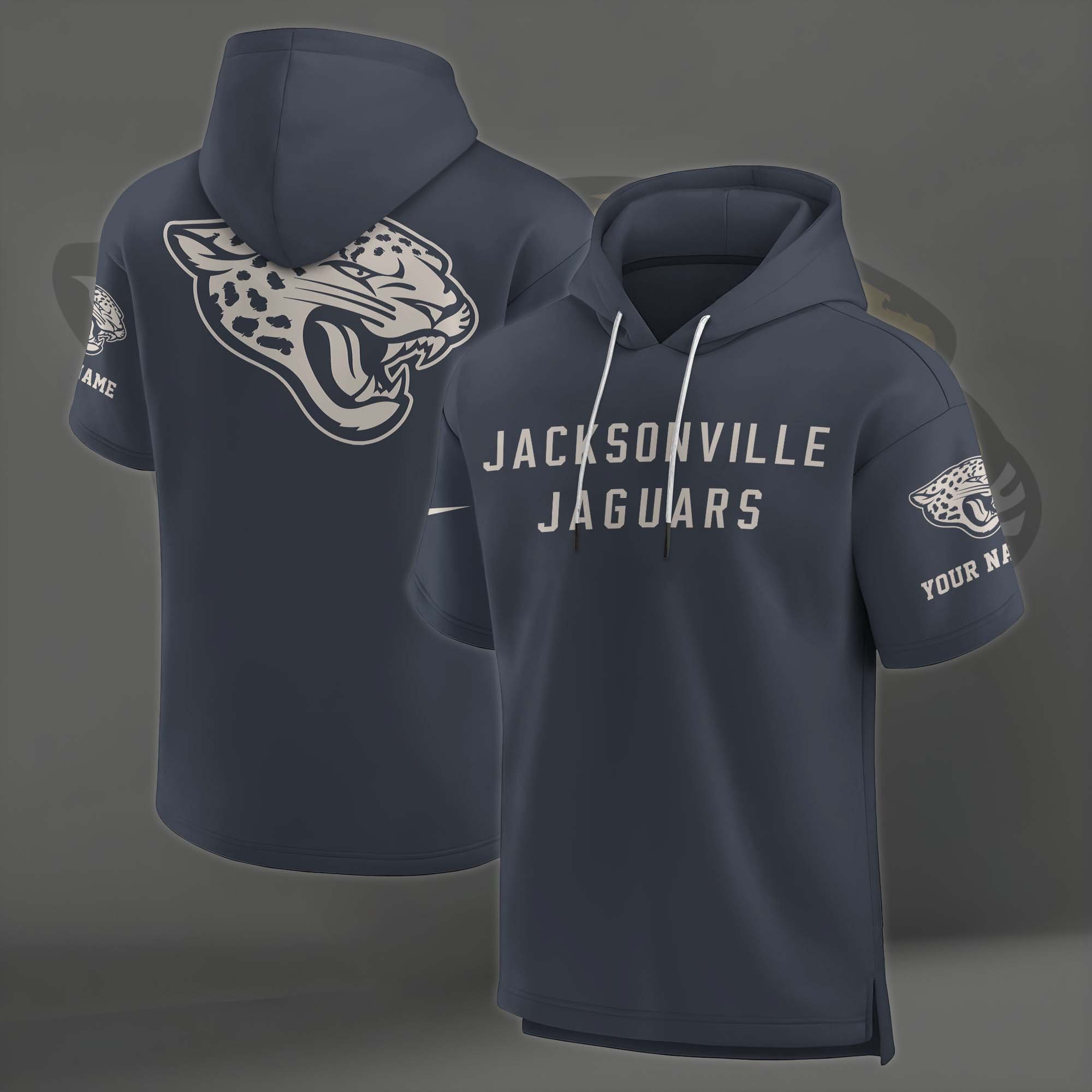 Alternative view of Jacksonville Jaguars Elements Future Ground Lettering Short Sleeve Pullover Hoodie Custom Name, Gifts For Football Lovers EHIVM-03051158