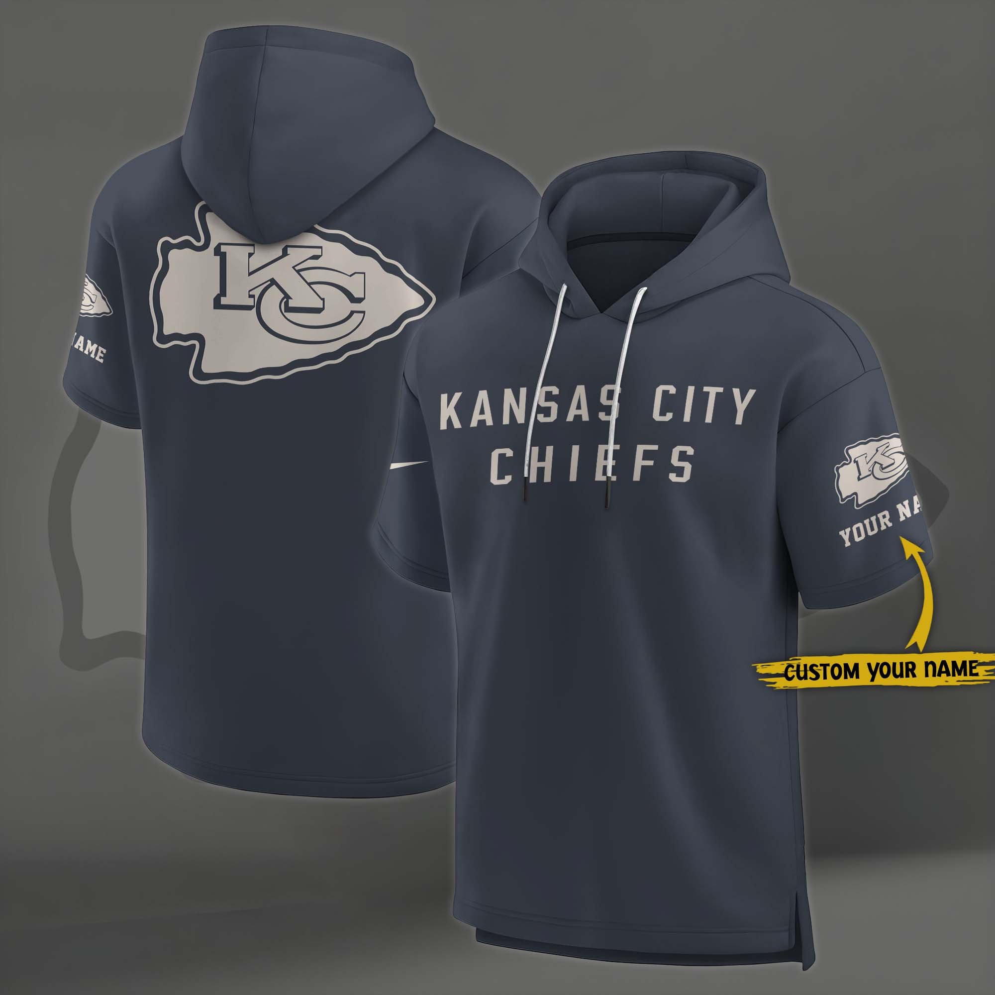 Kansas City Chiefs Elements Future Ground Lettering Short Sleeve Pullover Hoodie Custom Name, Gifts For Football Lovers EHIVM-03051158