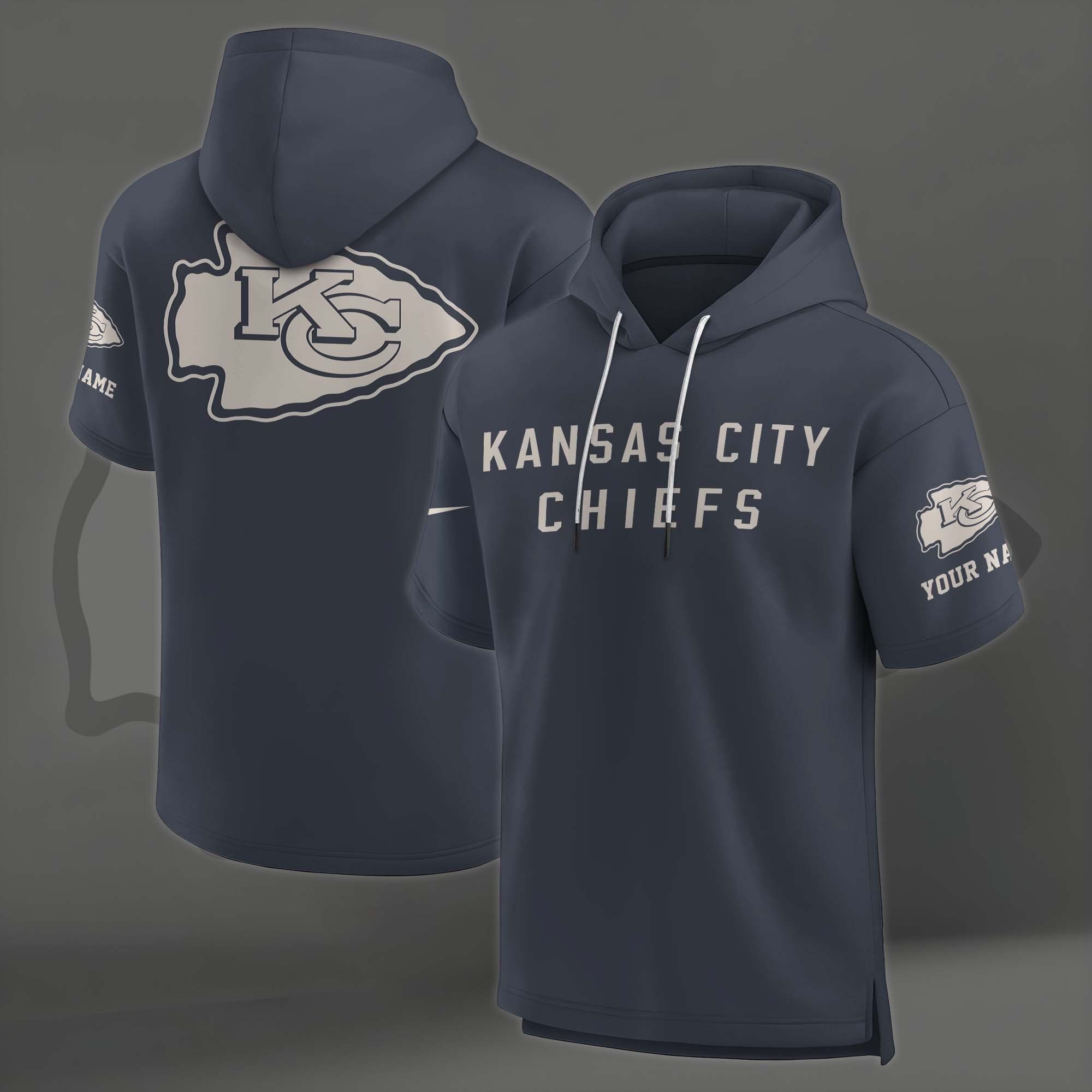 Alternative view of Kansas City Chiefs Elements Future Ground Lettering Short Sleeve Pullover Hoodie Custom Name, Gifts For Football Lovers EHIVM-03051158