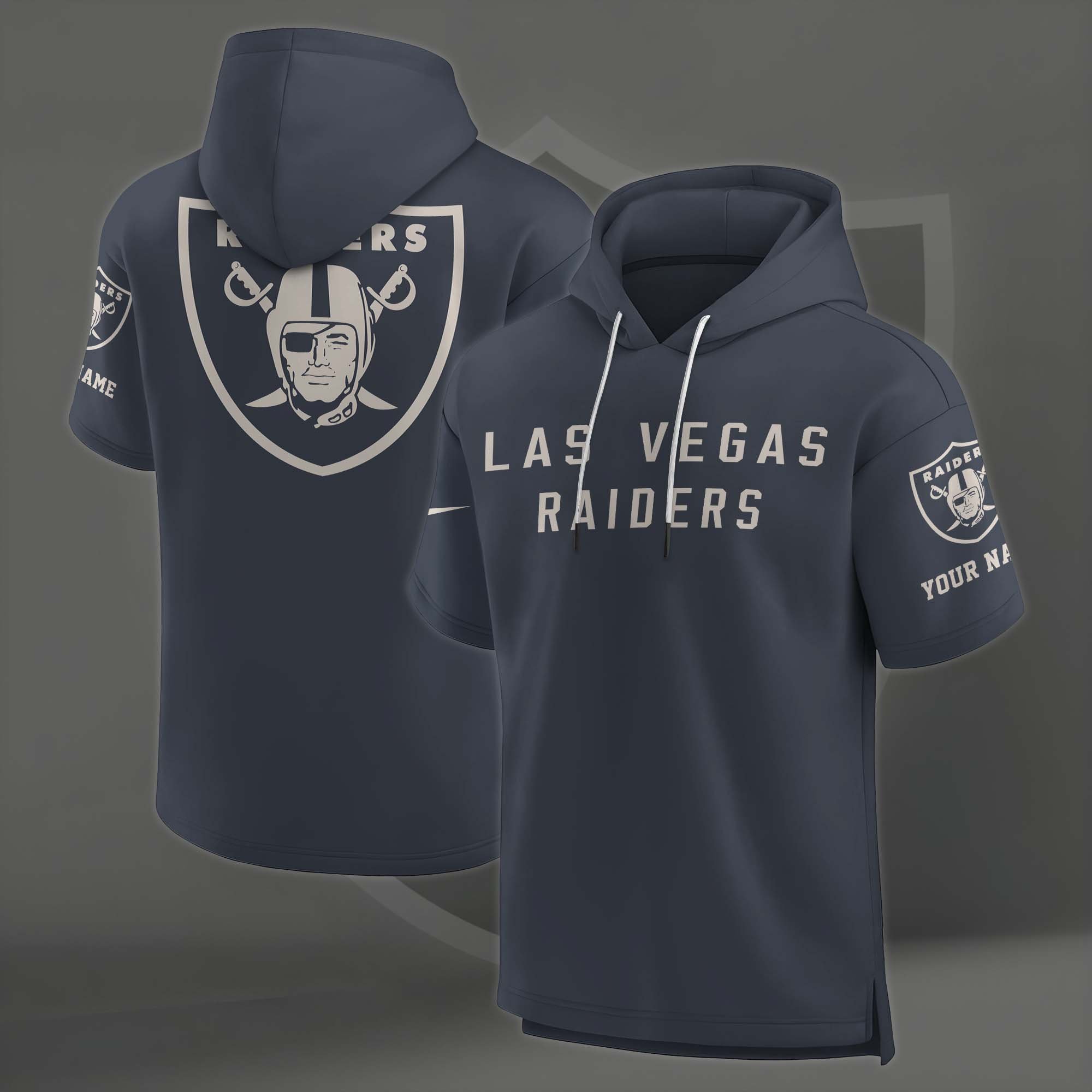 Alternative view of Las Vegas Raiders Elements Future Ground Lettering Short Sleeve Pullover Hoodie Custom Name, Gifts For Football Lovers EHIVM-03051158