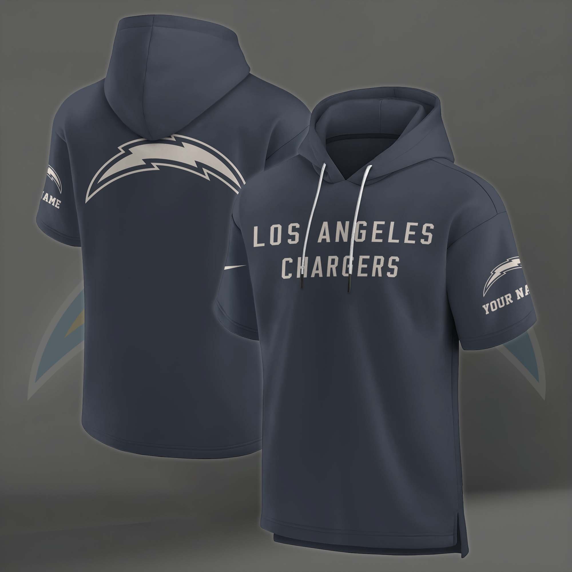 Alternative view of Los Angeles Chargers Elements Future Ground Lettering Short Sleeve Pullover Hoodie Custom Name, Gifts For Football Lovers EHIVM-03051158