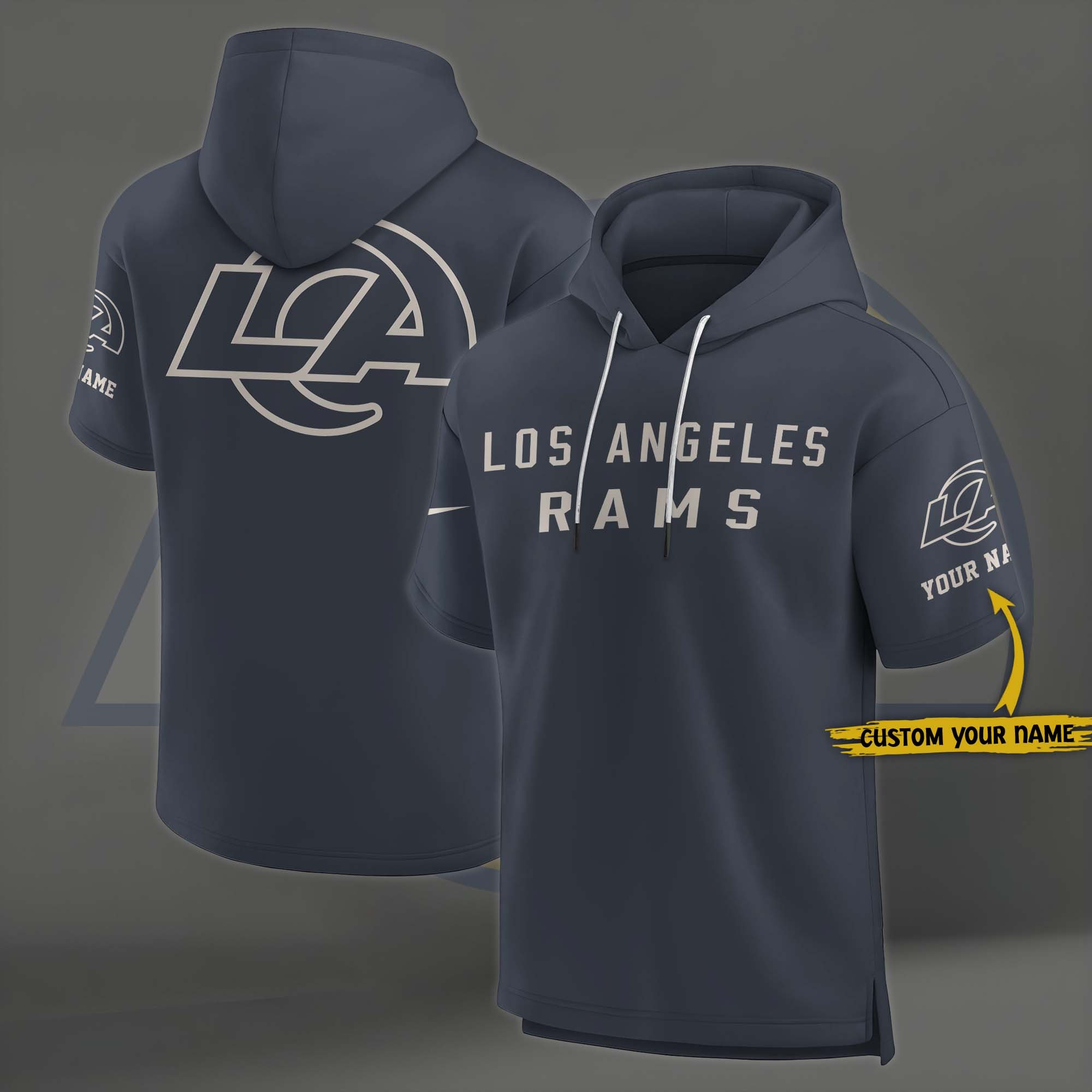 Los Angeles Rams Elements Future Ground Lettering Short Sleeve Pullover Hoodie Custom Name, Gifts For Football Lovers EHIVM-03051158