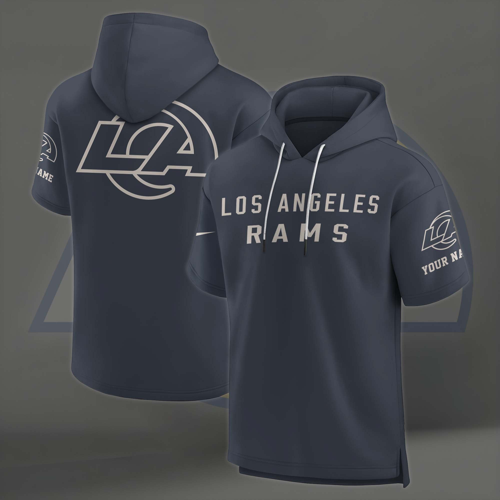 Alternative view of Los Angeles Rams Elements Future Ground Lettering Short Sleeve Pullover Hoodie Custom Name, Gifts For Football Lovers EHIVM-03051158
