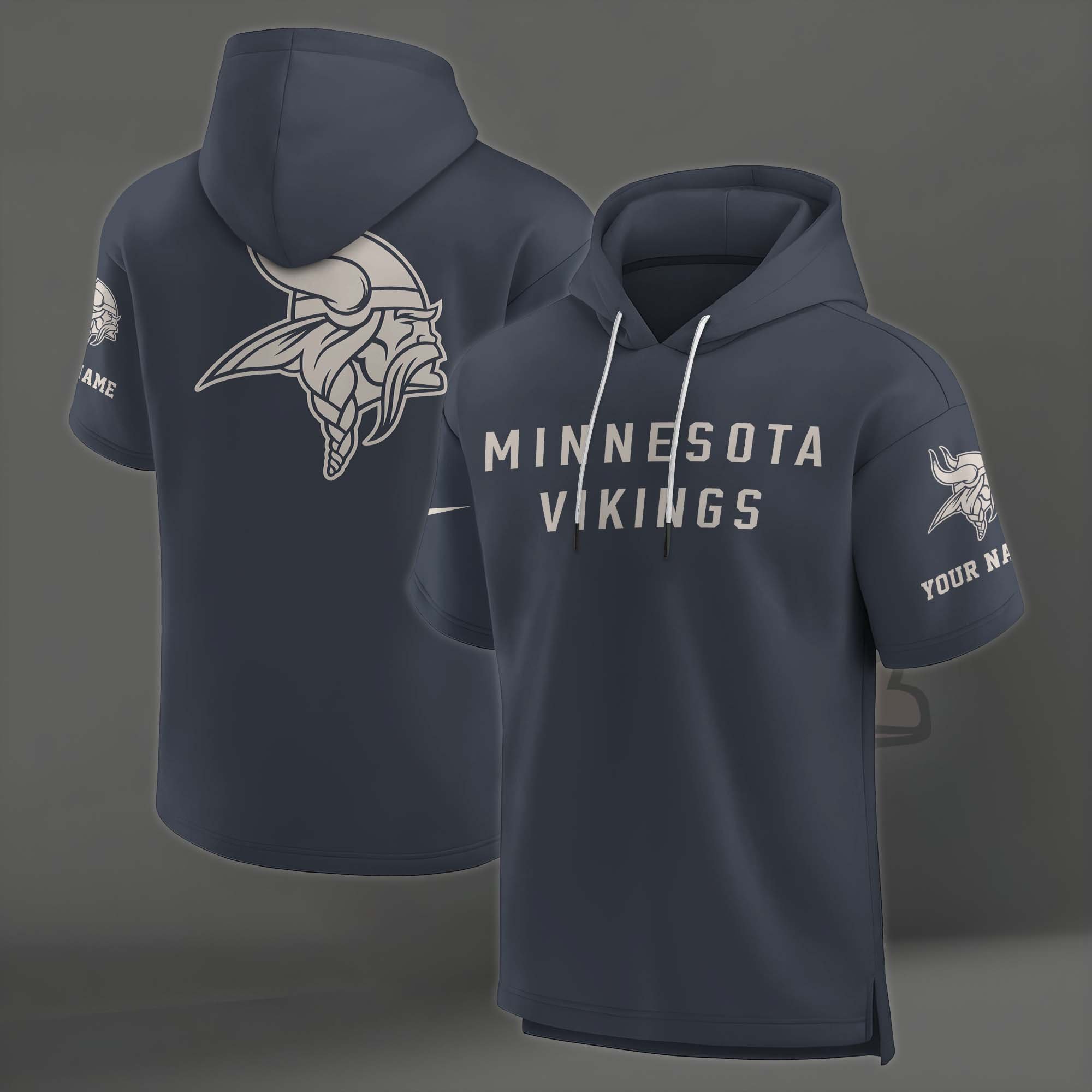 Alternative view of Minnesota Vikings Elements Future Ground Lettering Short Sleeve Pullover Hoodie Custom Name, Gifts For Football Lovers EHIVM-03051158