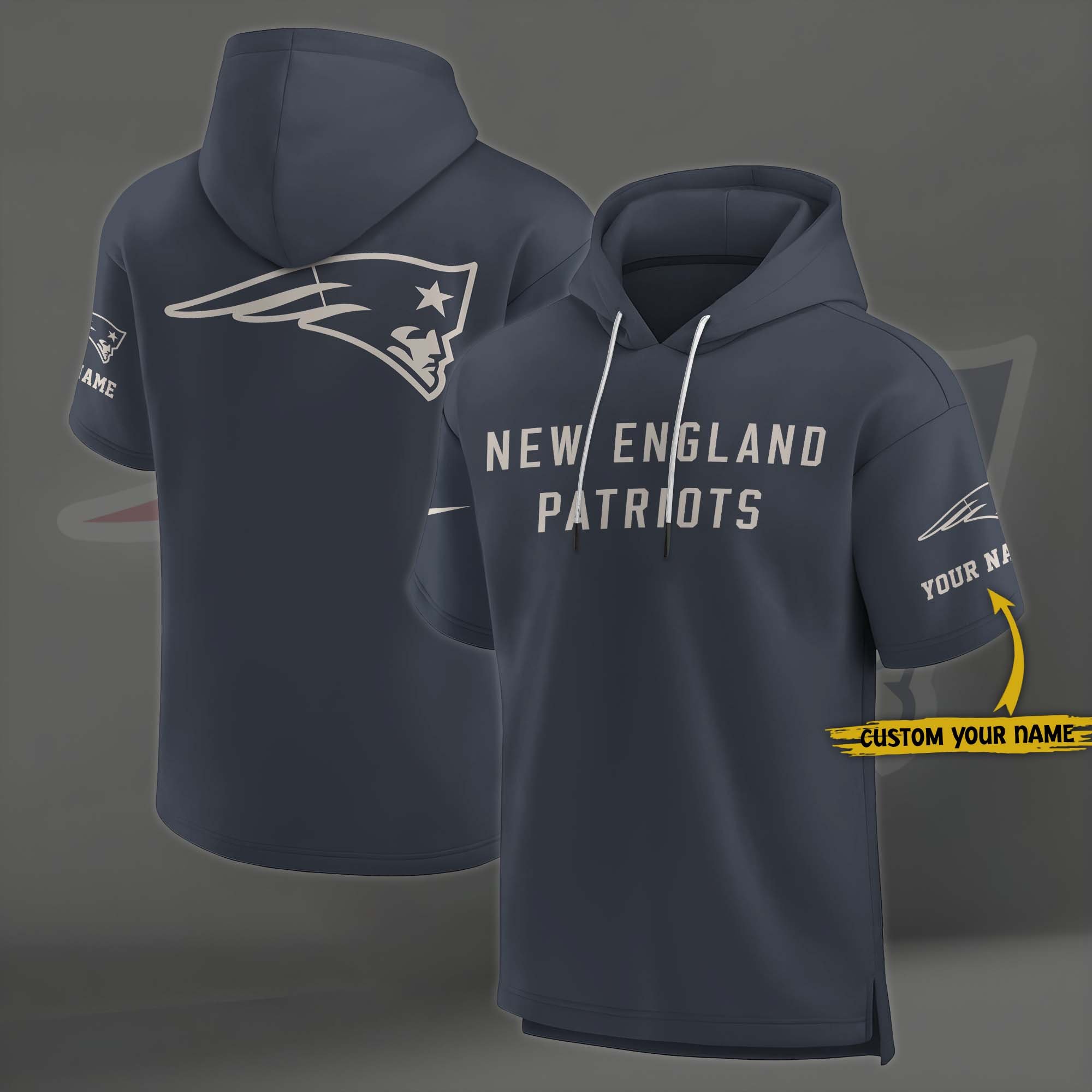 New England Patriots Elements Future Ground Lettering Short Sleeve Pullover Hoodie Custom Name, Gifts For Football Lovers EHIVM-03051158