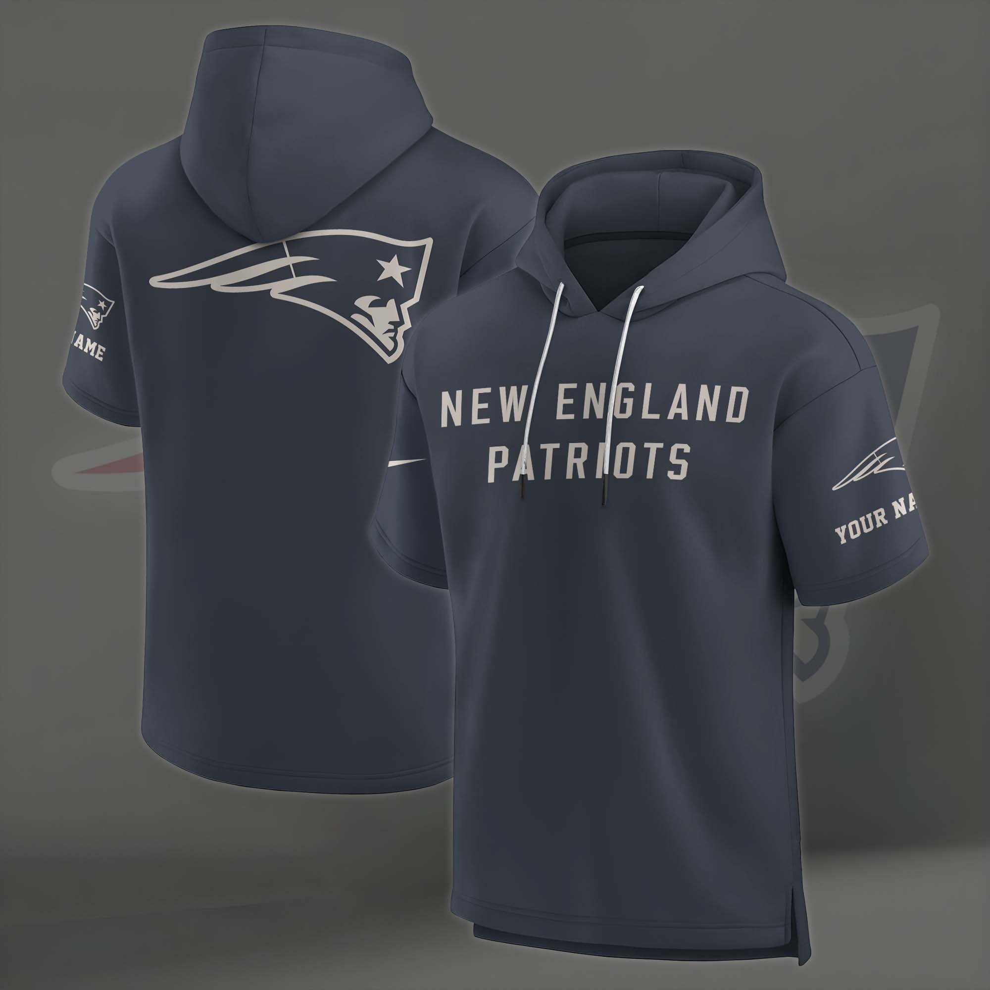 Alternative view of New England Patriots Elements Future Ground Lettering Short Sleeve Pullover Hoodie Custom Name, Gifts For Football Lovers EHIVM-03051158