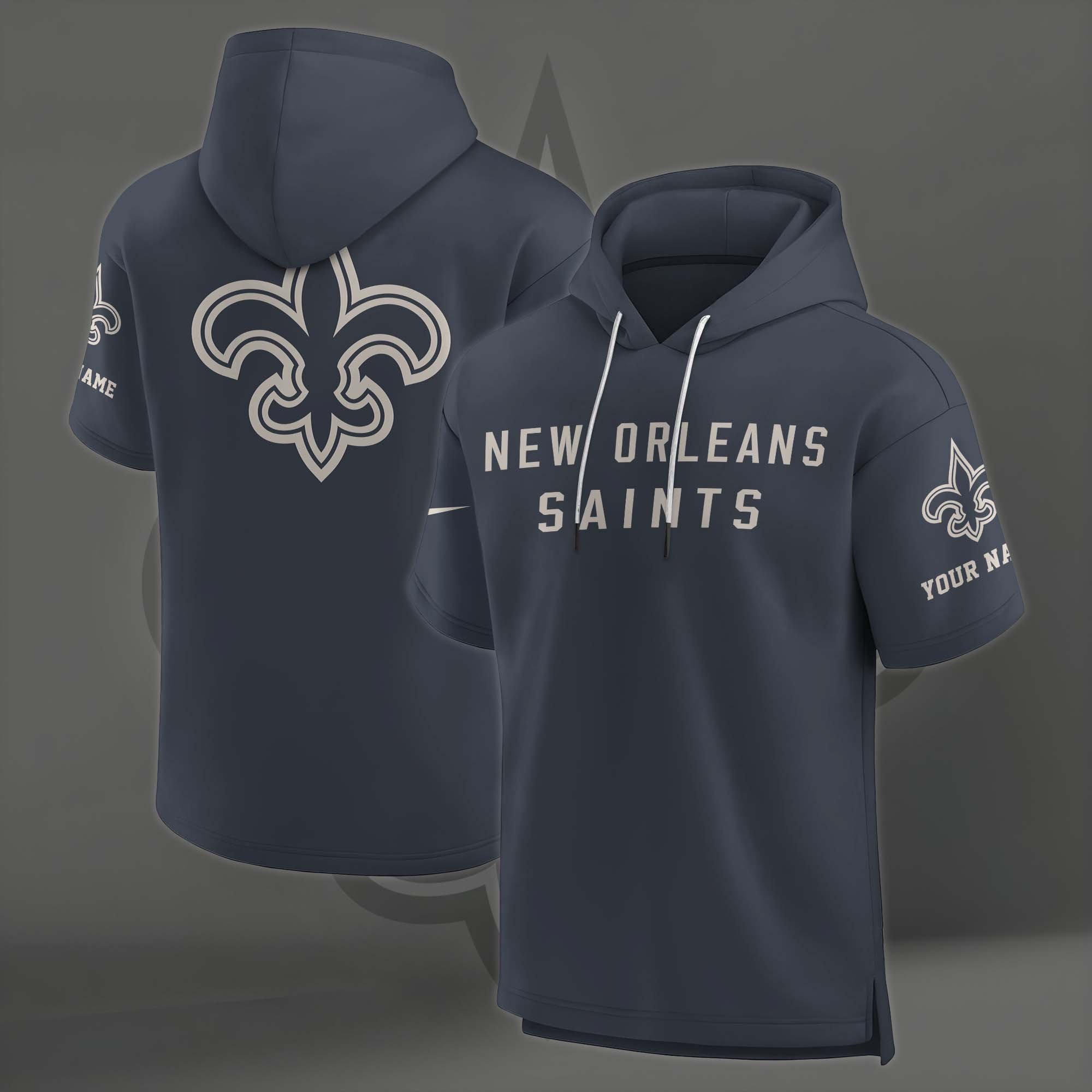Alternative view of New Orleans Saints Elements Future Ground Lettering Short Sleeve Pullover Hoodie Custom Name, Gifts For Football Lovers EHIVM-03051158