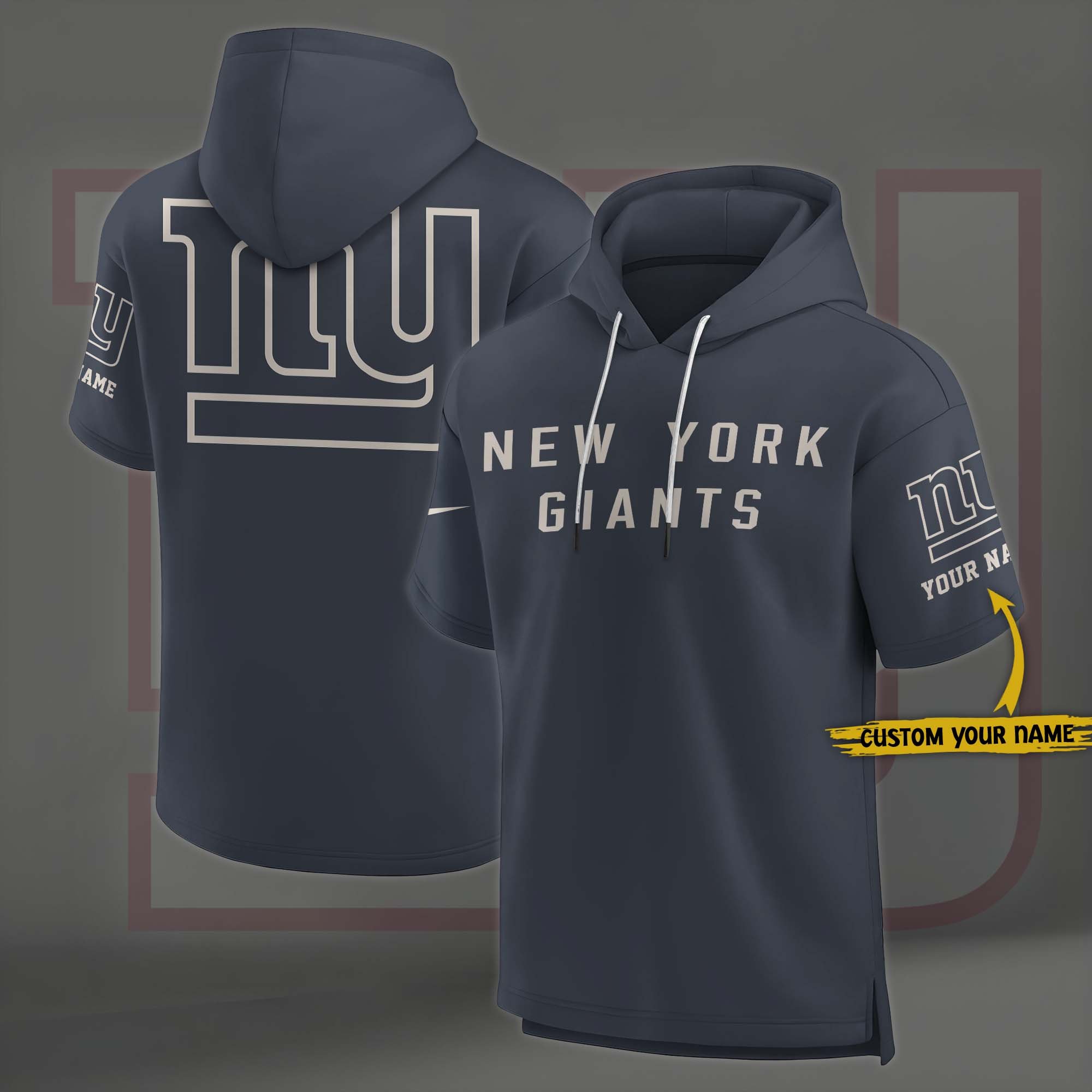 New York Giants Elements Future Ground Lettering Short Sleeve Pullover Hoodie Custom Name, Gifts For Football Lovers EHIVM-03051158
