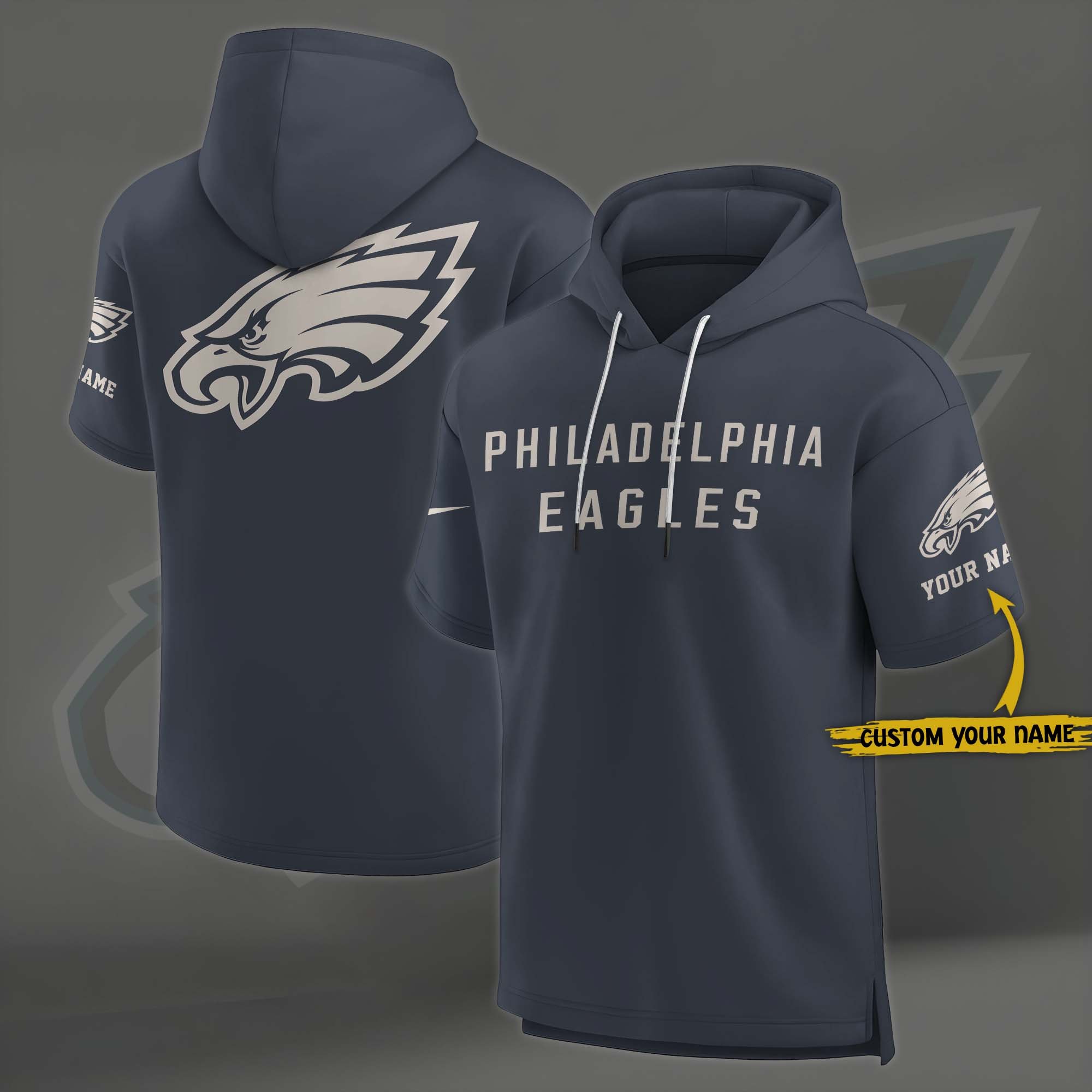 Philadelphia Eagles Elements Future Ground Lettering Short Sleeve Pullover Hoodie Custom Name, Gifts For Football Lovers EHIVM-03051158