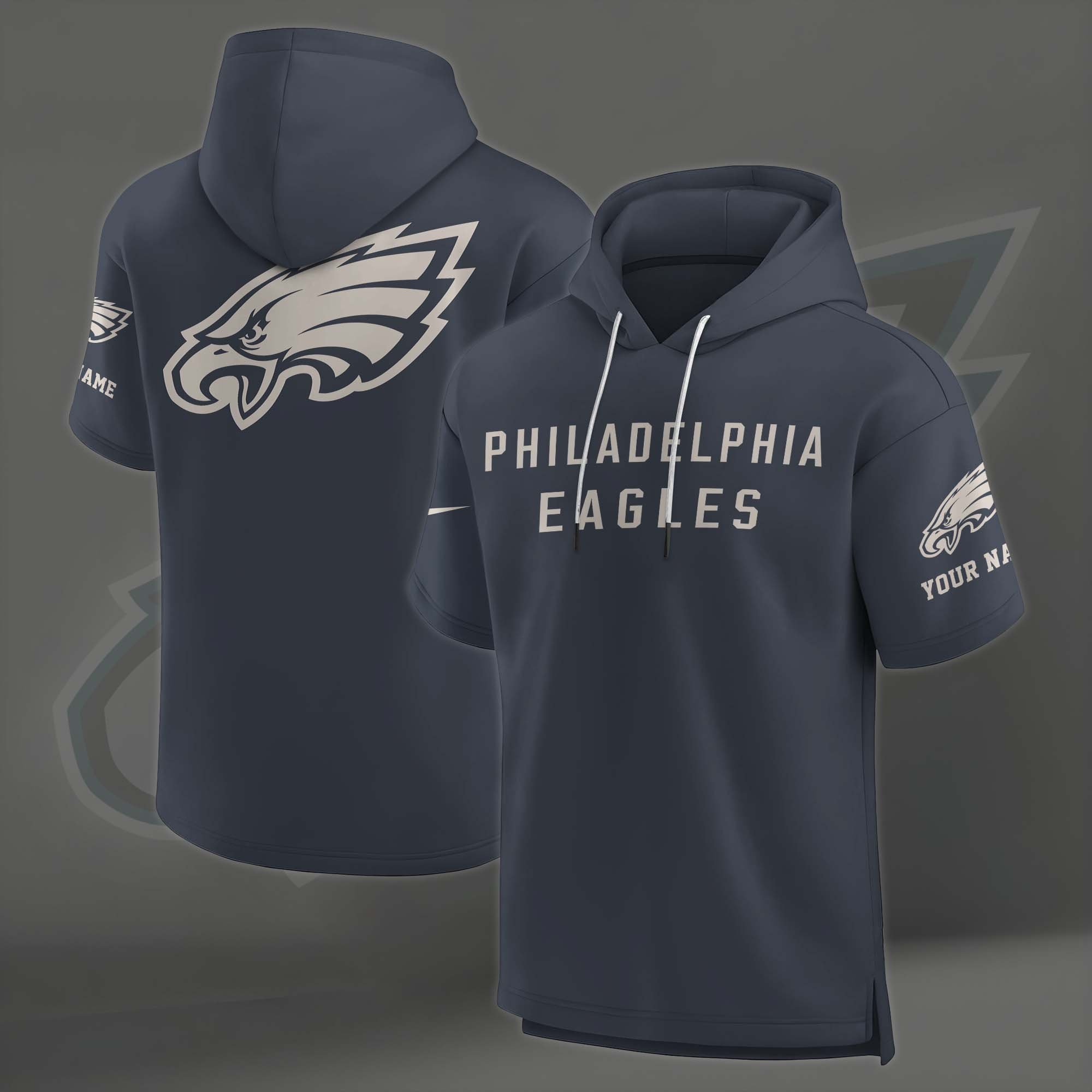 Alternative view of Philadelphia Eagles Elements Future Ground Lettering Short Sleeve Pullover Hoodie Custom Name, Gifts For Football Lovers EHIVM-03051158