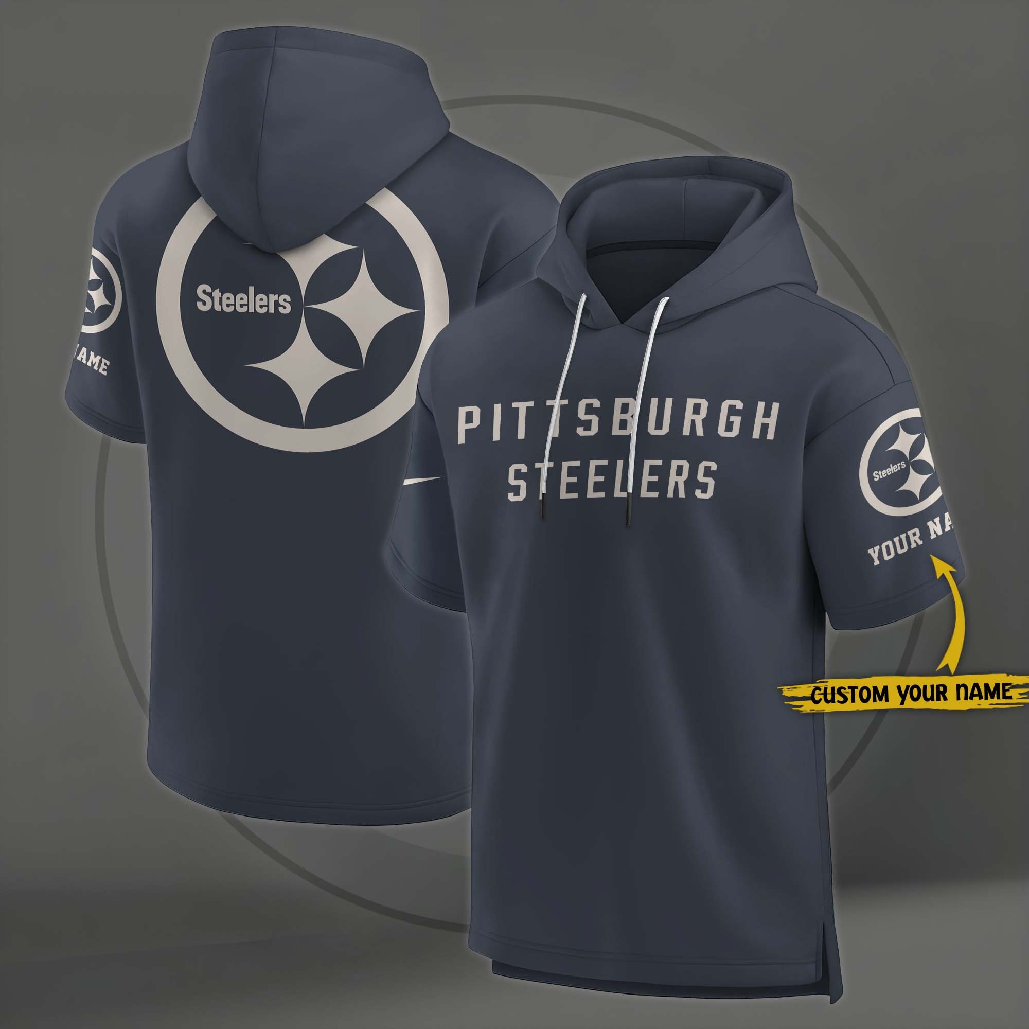 Pittsburgh Steelers Elements Future Ground Lettering Short Sleeve Pullover Hoodie Custom Name, Gifts For Football Lovers EHIVM-03051158