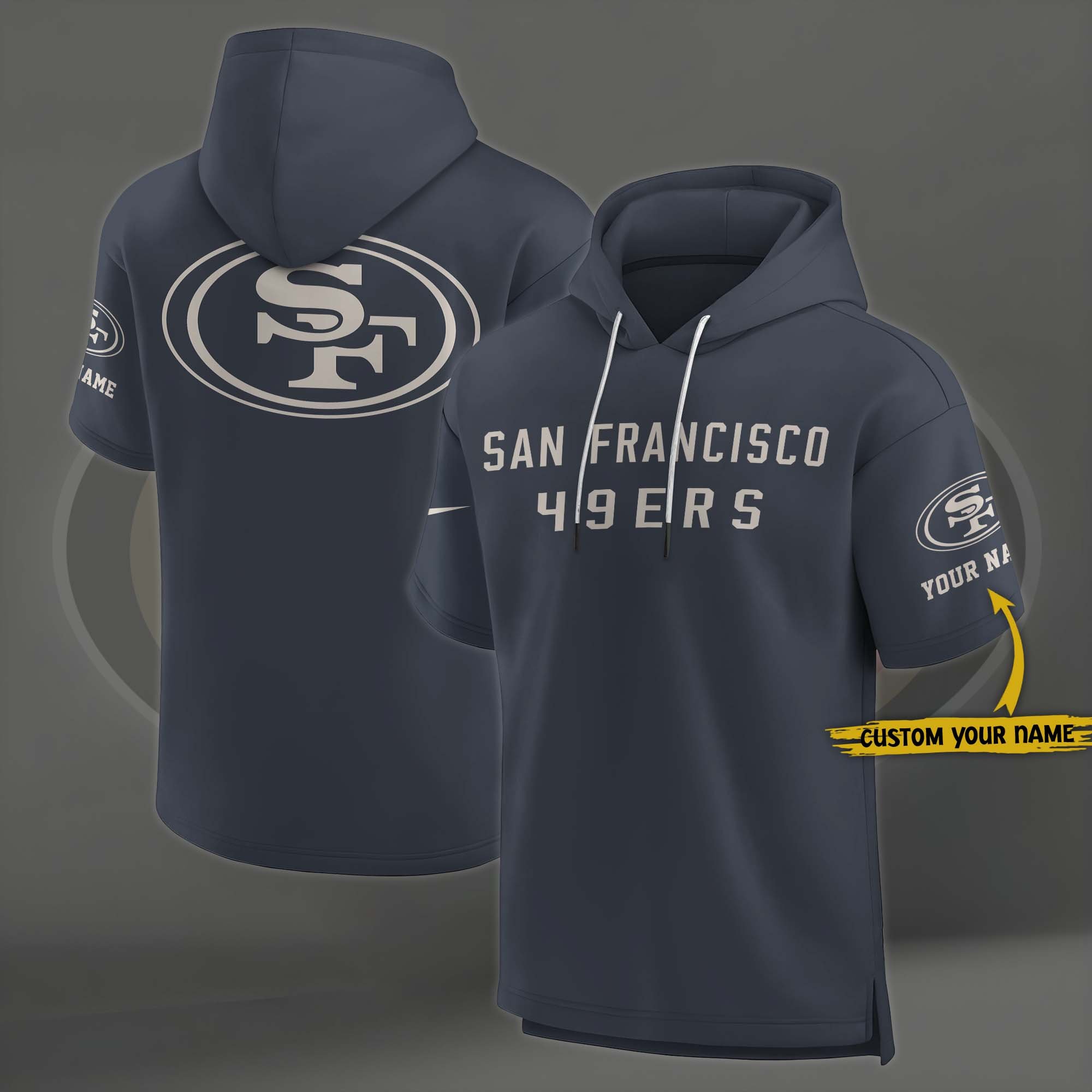 San Francisco 49ers Elements Future Ground Lettering Short Sleeve Pullover Hoodie Custom Name, Gifts For Football Lovers EHIVM-03051158