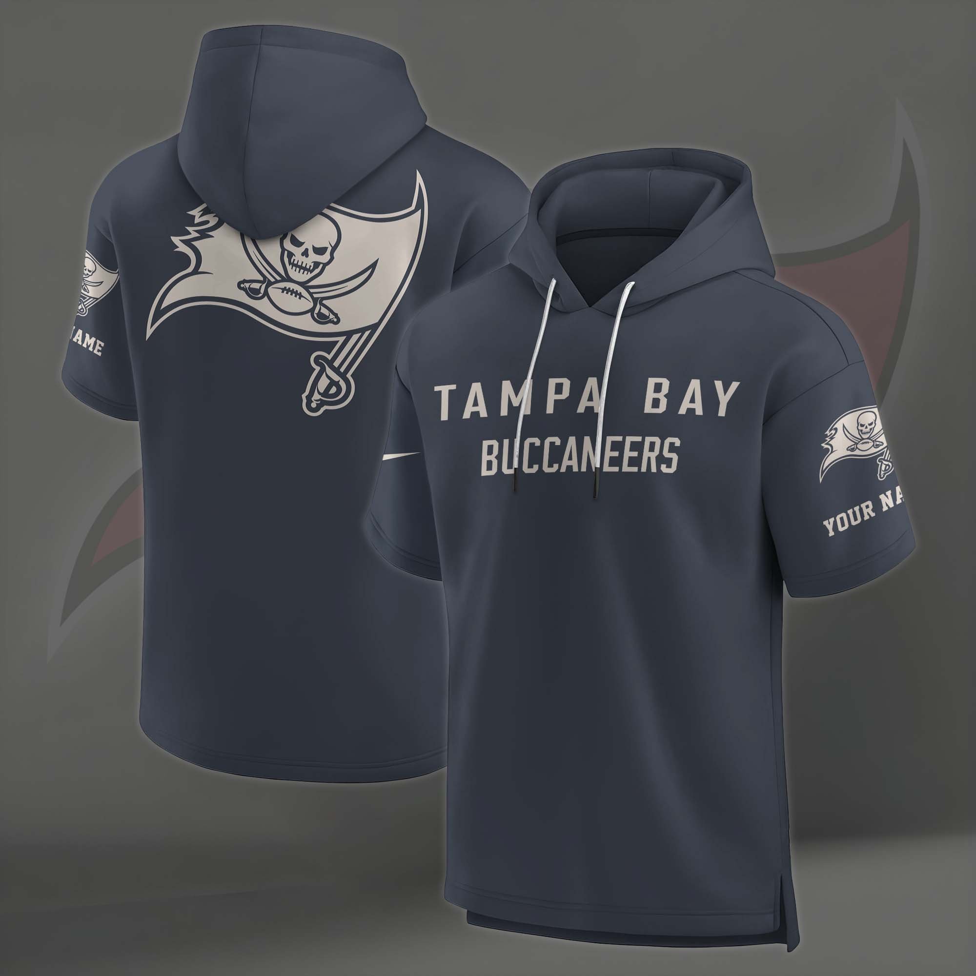 Alternative view of Tampa Bay Buccaneers Elements Future Ground Lettering Short Sleeve Pullover Hoodie Custom Name, Gifts For Football Lovers EHIVM-03051158