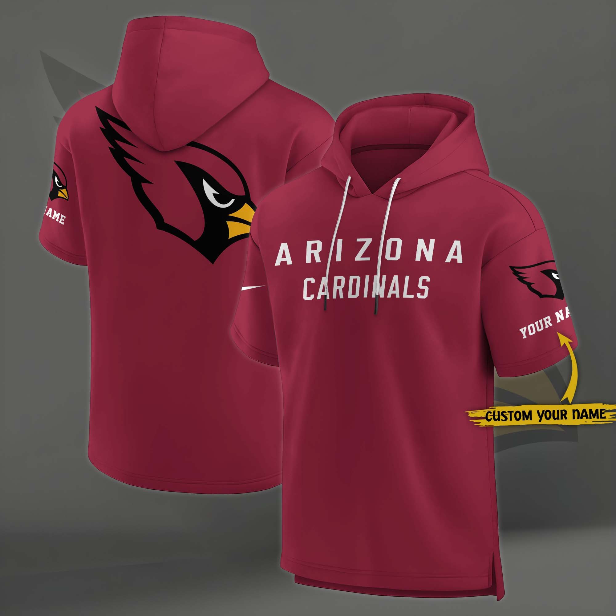 Arizona Cardinals Elements Future Ground Lettering Short Sleeve Pullover Hoodie Custom Name, Gifts For Football Lovers EHIVM-03121220