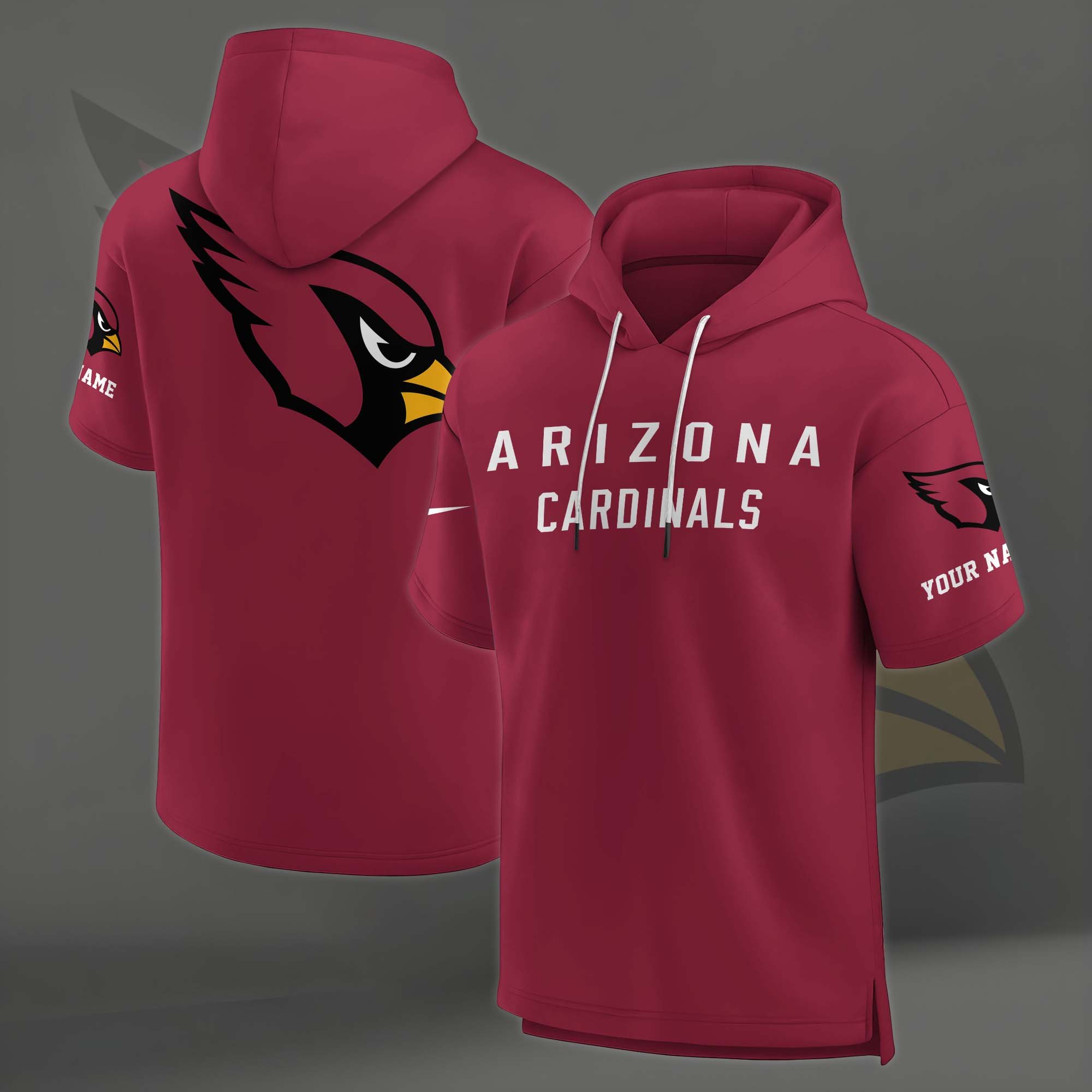 Alternative view of Arizona Cardinals Elements Future Ground Lettering Short Sleeve Pullover Hoodie Custom Name, Gifts For Football Lovers EHIVM-03121220