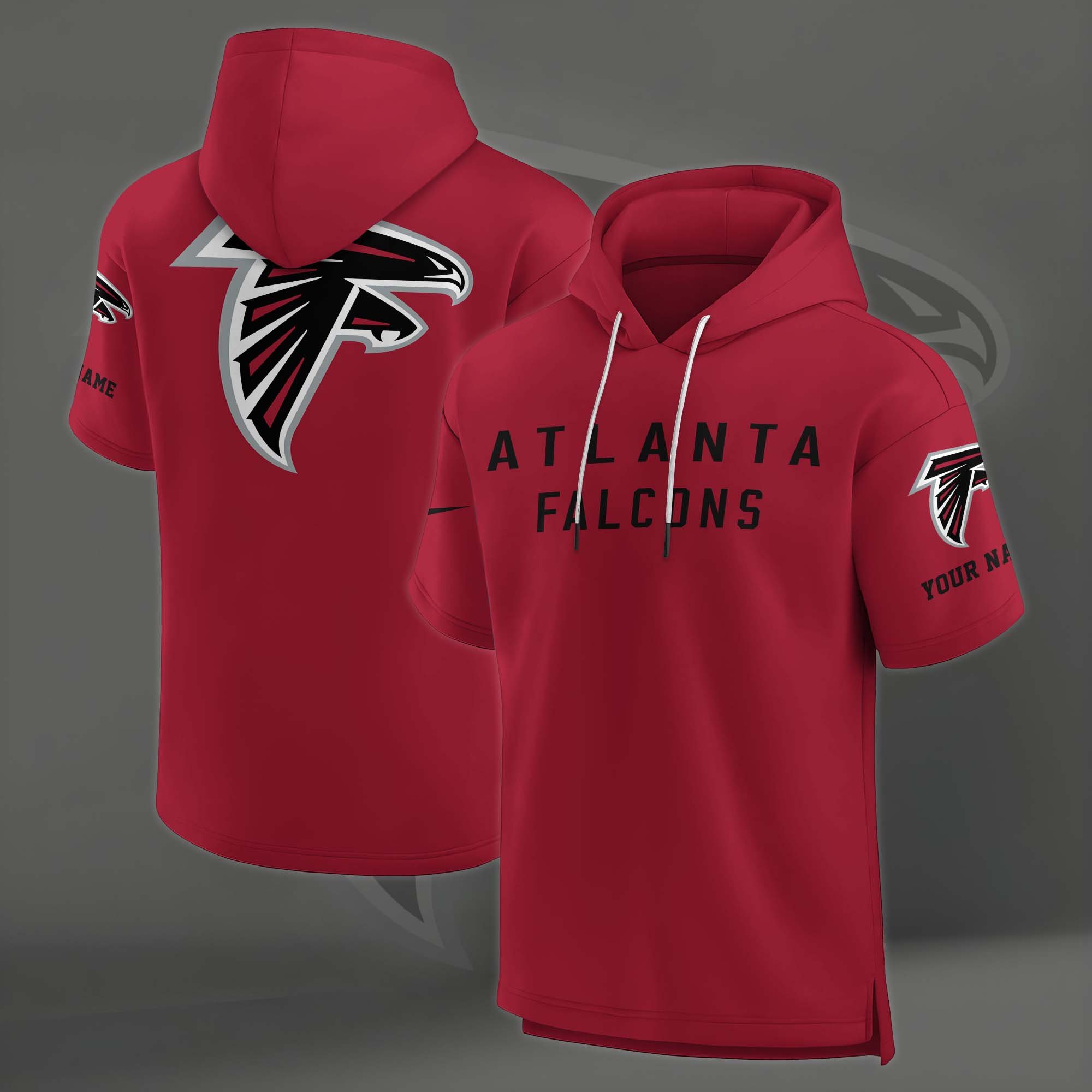 Alternative view of Atlanta Falcons Elements Future Ground Lettering Short Sleeve Pullover Hoodie Custom Name, Gifts For Football Lovers EHIVM-03121220