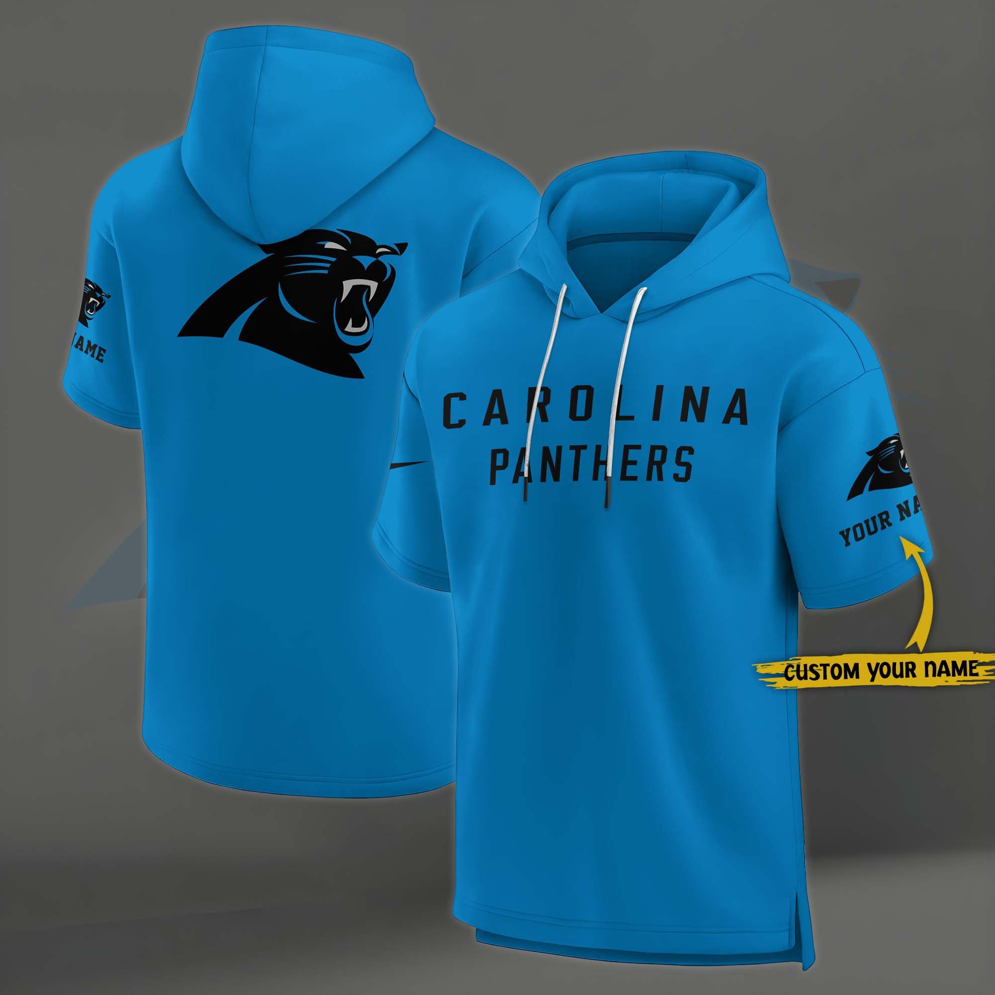 Carolina Panthers Elements Future Ground Lettering Short Sleeve Pullover Hoodie Custom Name, Gifts For Football Lovers EHIVM-03121220
