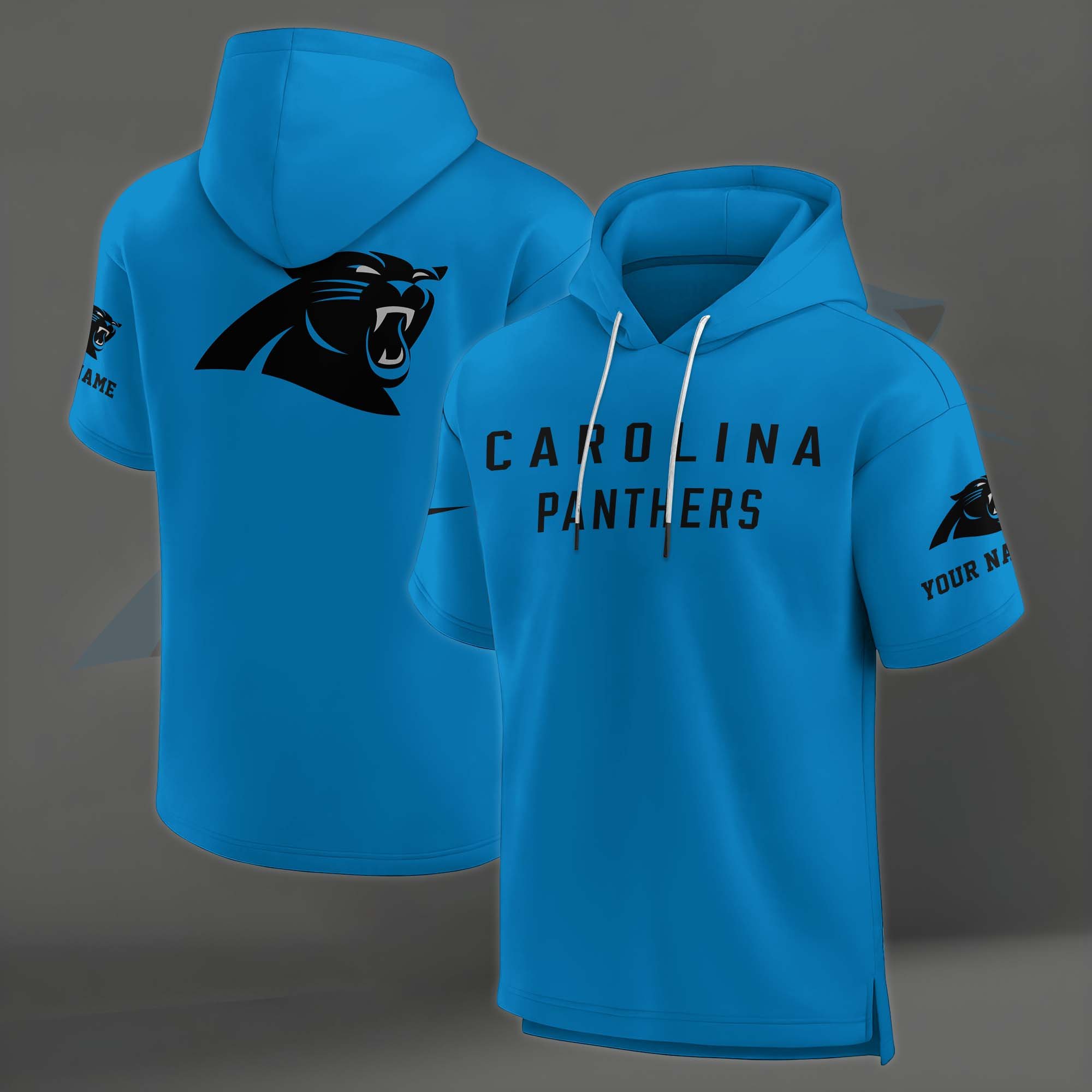 Alternative view of Carolina Panthers Elements Future Ground Lettering Short Sleeve Pullover Hoodie Custom Name, Gifts For Football Lovers EHIVM-03121220