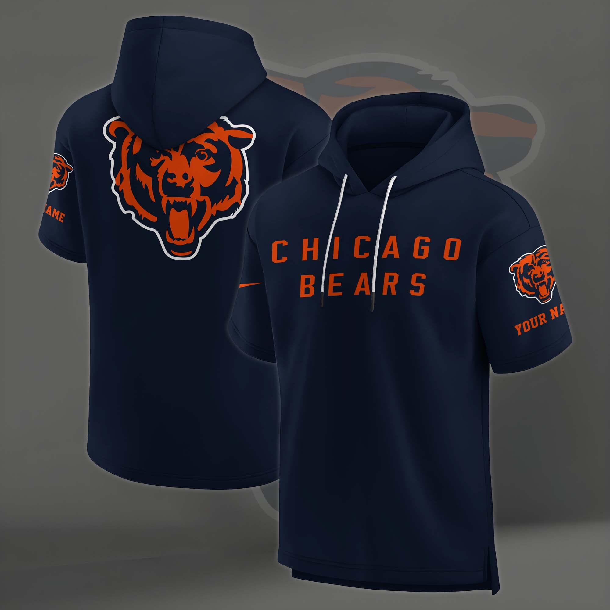 Alternative view of Chicago Bears Elements Future Ground Lettering Short Sleeve Pullover Hoodie Custom Name, Gifts For Football Lovers EHIVM-03121220