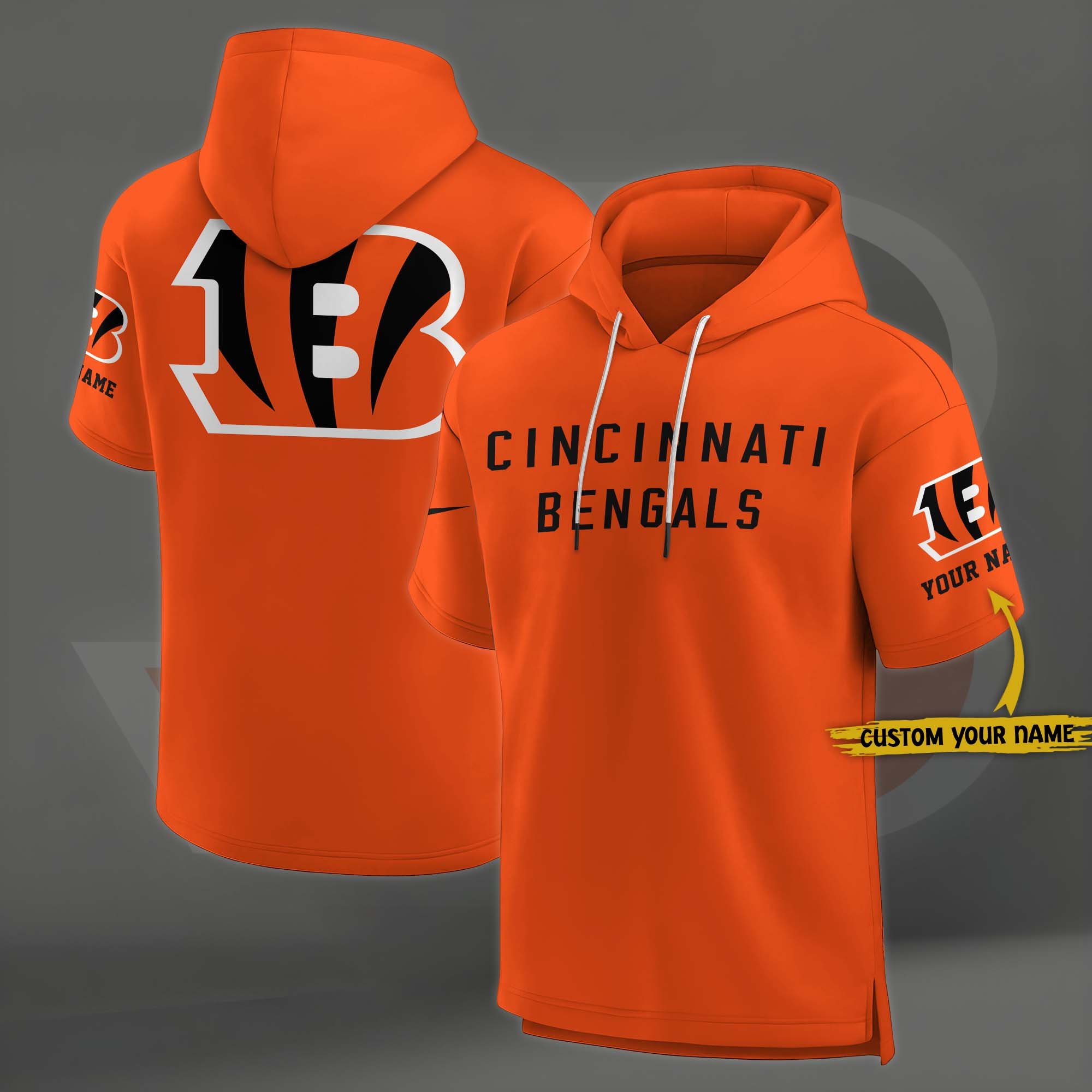 Cincinnati Bengals Elements Future Ground Lettering Short Sleeve Pullover Hoodie Custom Name, Gifts For Football Lovers EHIVM-03121220