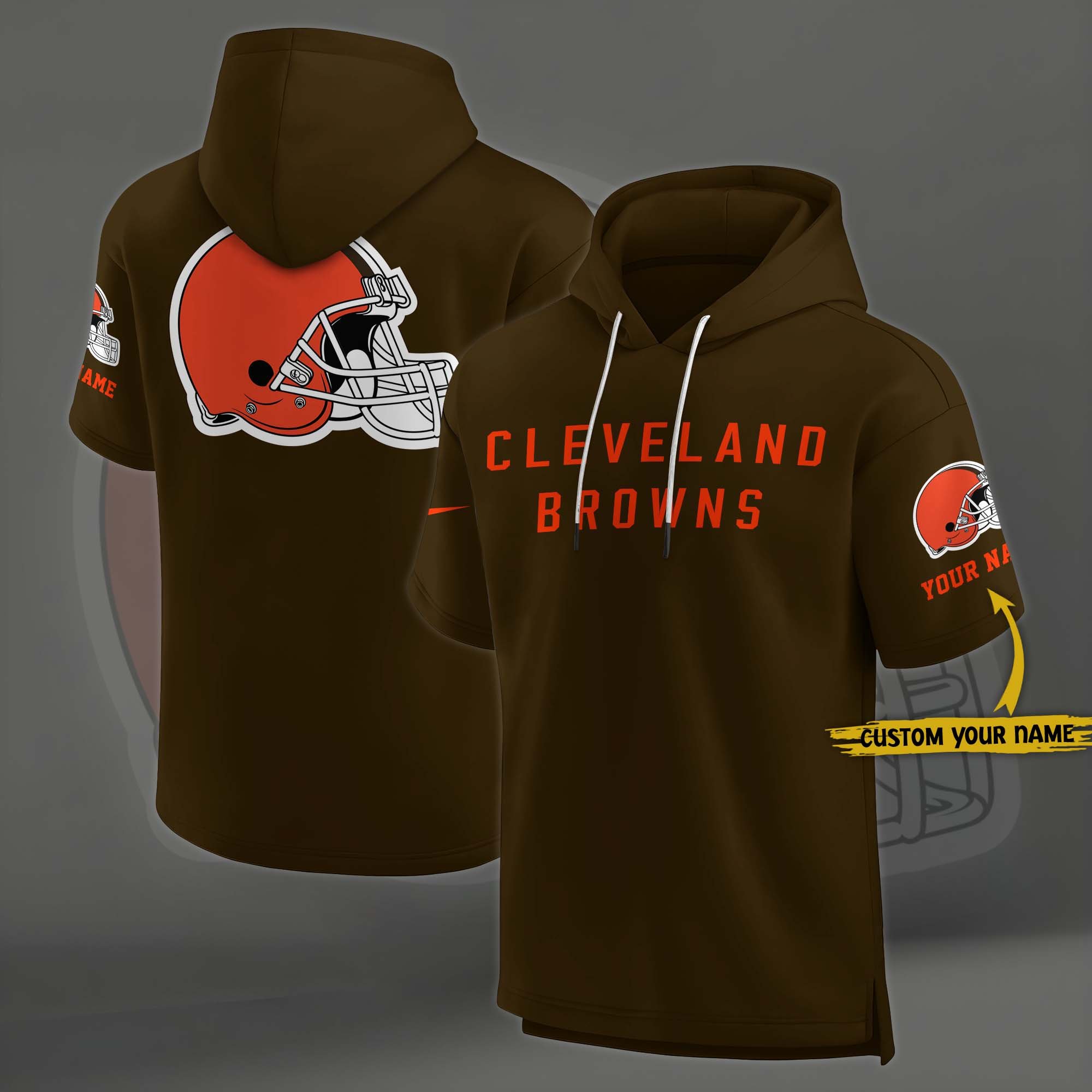 Cleveland Browns Elements Future Ground Lettering Short Sleeve Pullover Hoodie Custom Name, Gifts For Football Lovers EHIVM-03121220