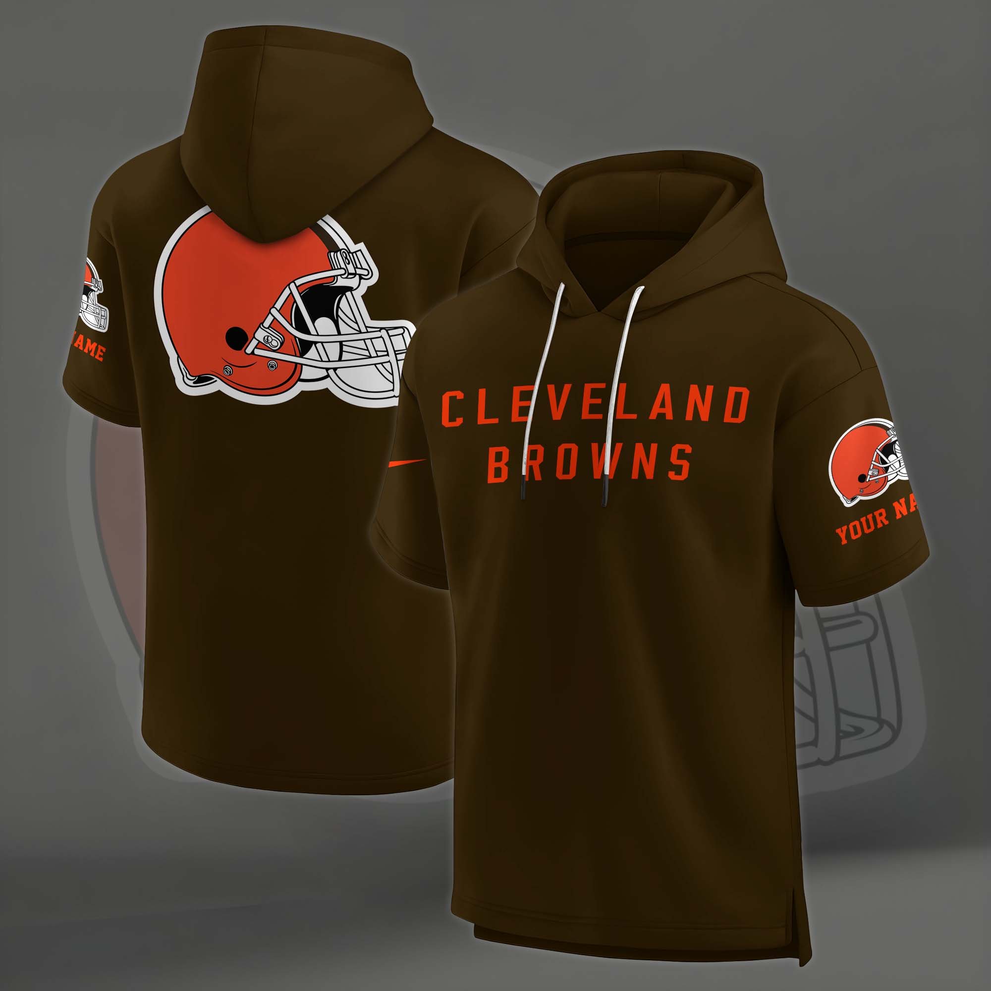 Alternative view of Cleveland Browns Elements Future Ground Lettering Short Sleeve Pullover Hoodie Custom Name, Gifts For Football Lovers EHIVM-03121220