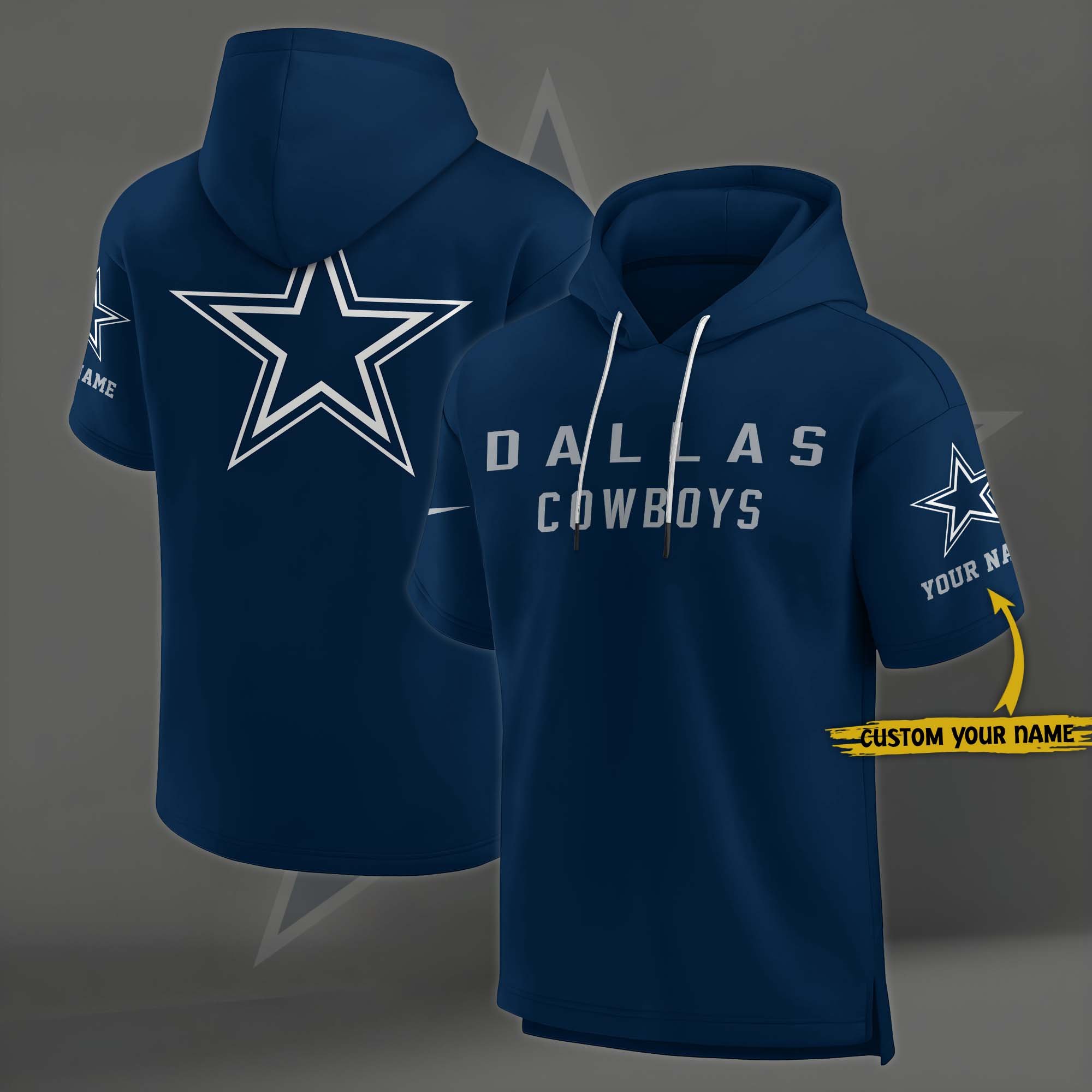 Dallas Cowboys Elements Future Ground Lettering Short Sleeve Pullover Hoodie Custom Name, Gifts For Football Lovers EHIVM-03121220