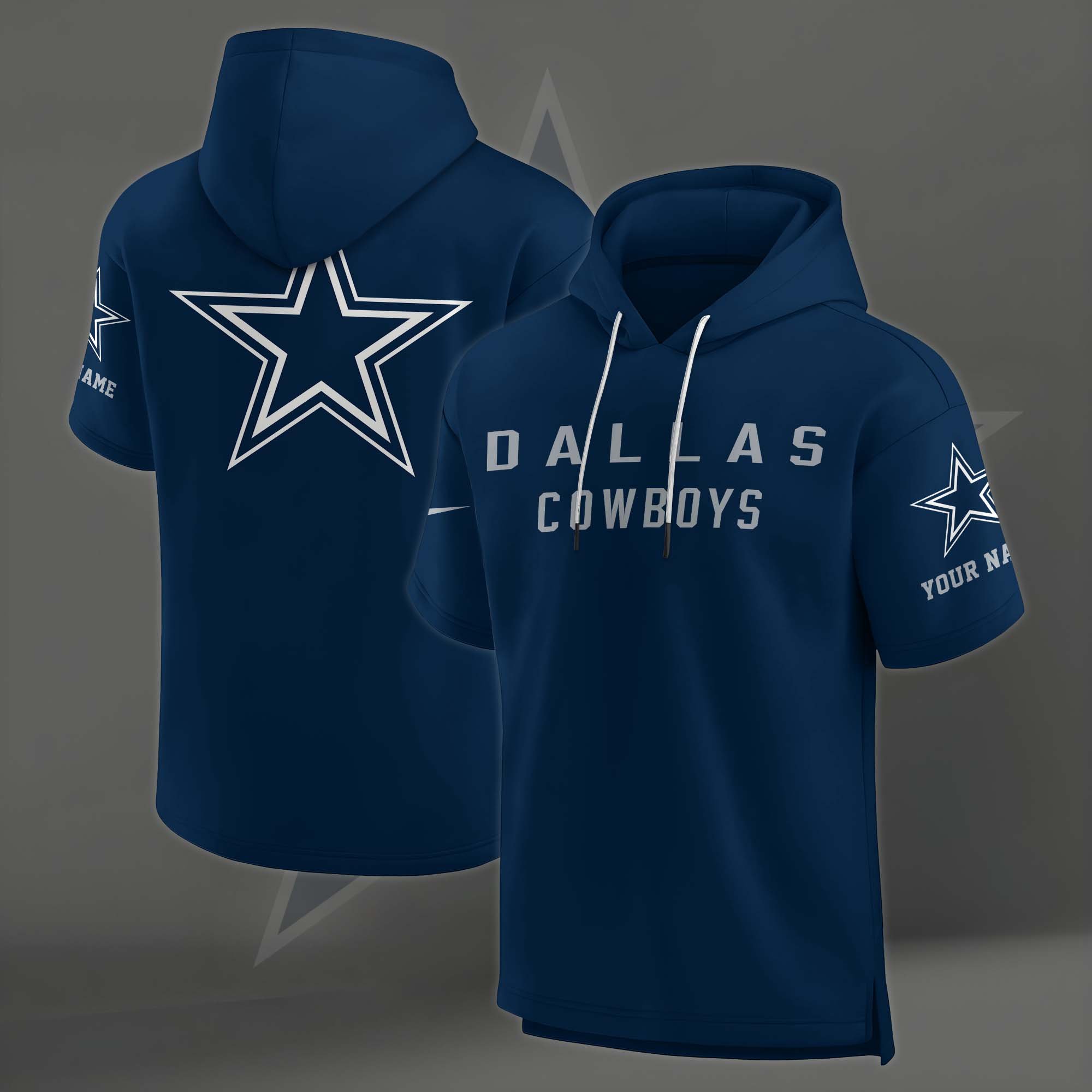 Alternative view of Dallas Cowboys Elements Future Ground Lettering Short Sleeve Pullover Hoodie Custom Name, Gifts For Football Lovers EHIVM-03121220