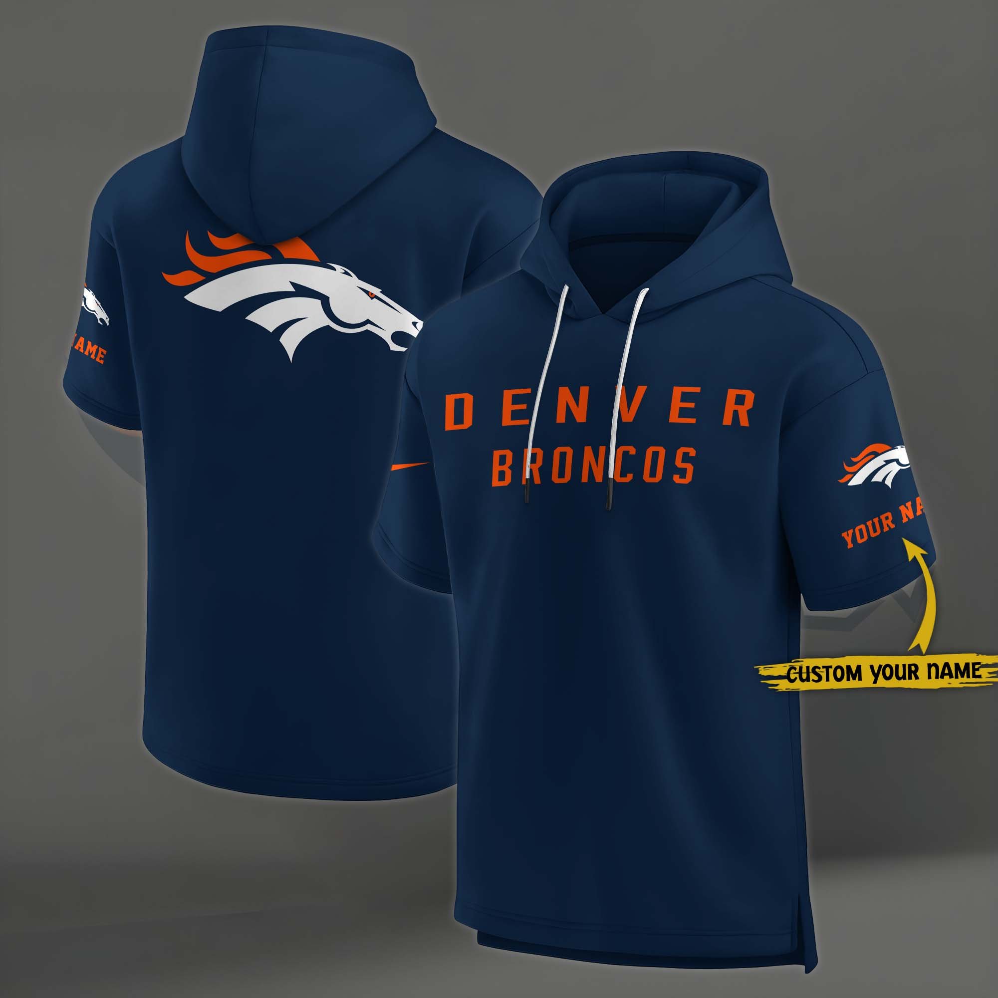 Denver Broncos Elements Future Ground Lettering Short Sleeve Pullover Hoodie Custom Name, Gifts For Football Lovers EHIVM-03121220