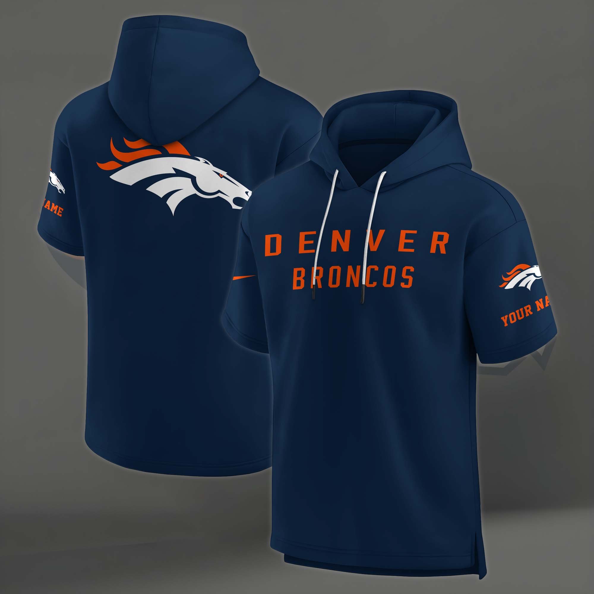 Alternative view of Denver Broncos Elements Future Ground Lettering Short Sleeve Pullover Hoodie Custom Name, Gifts For Football Lovers EHIVM-03121220